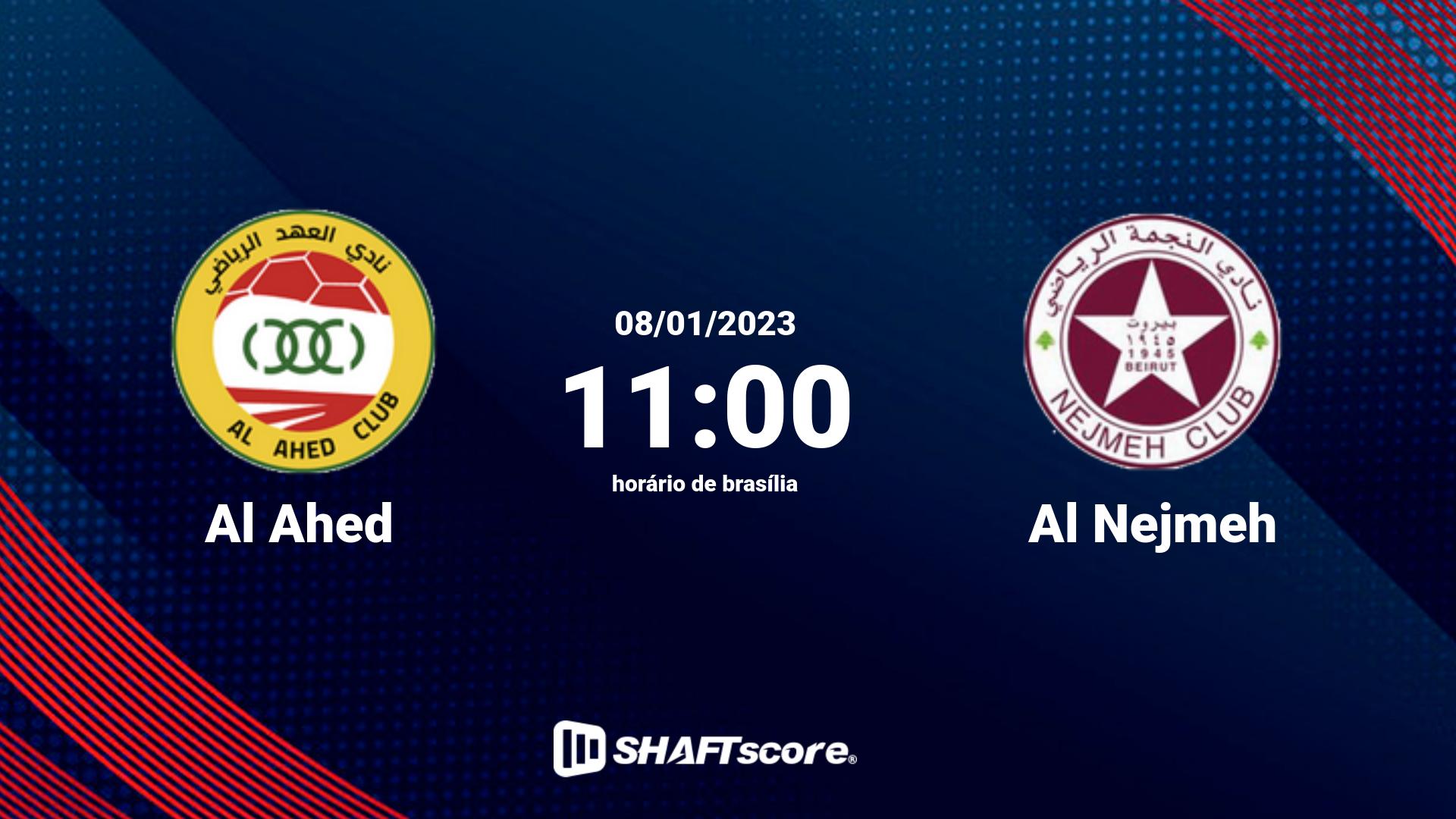 Estatísticas do jogo Al Ahed vs Al Nejmeh 08.01 11:00