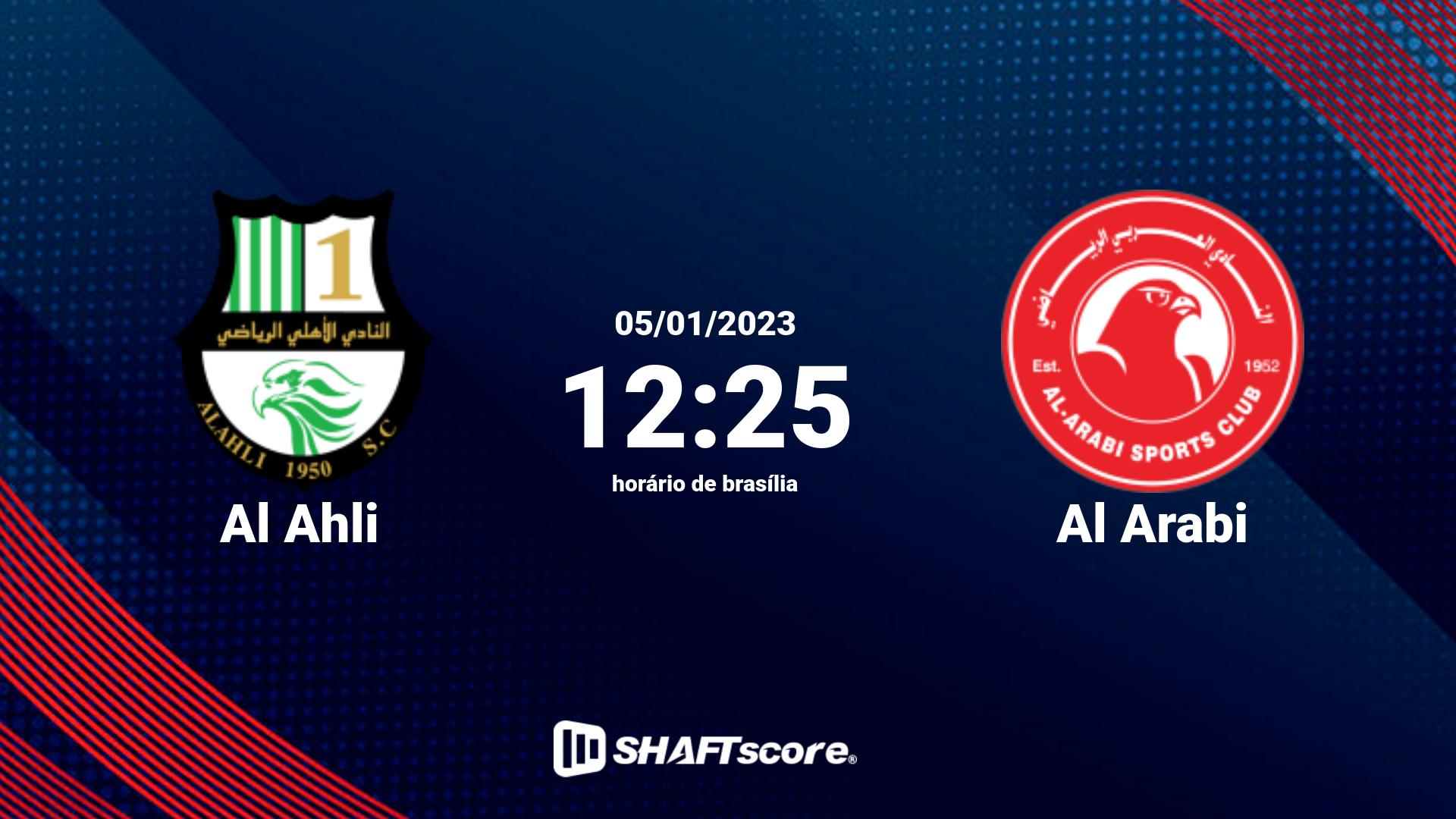 Estatísticas do jogo Al Ahli vs Al Arabi 05.01 12:25