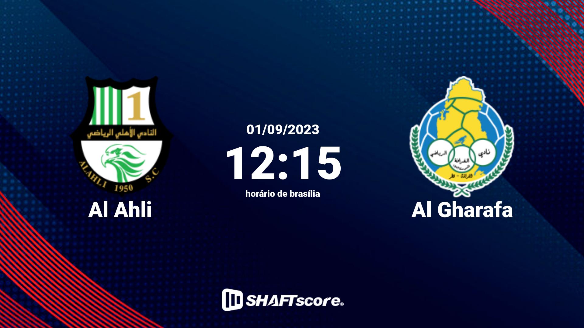 Estatísticas do jogo Al Ahli vs Al Gharafa 01.09 12:15