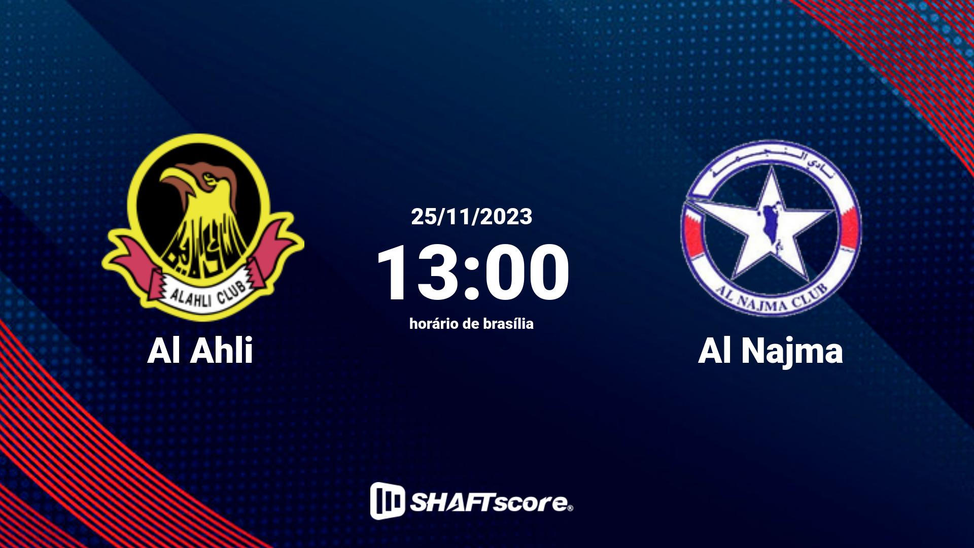 Estatísticas do jogo Al Ahli vs Al Najma 25.11 13:00