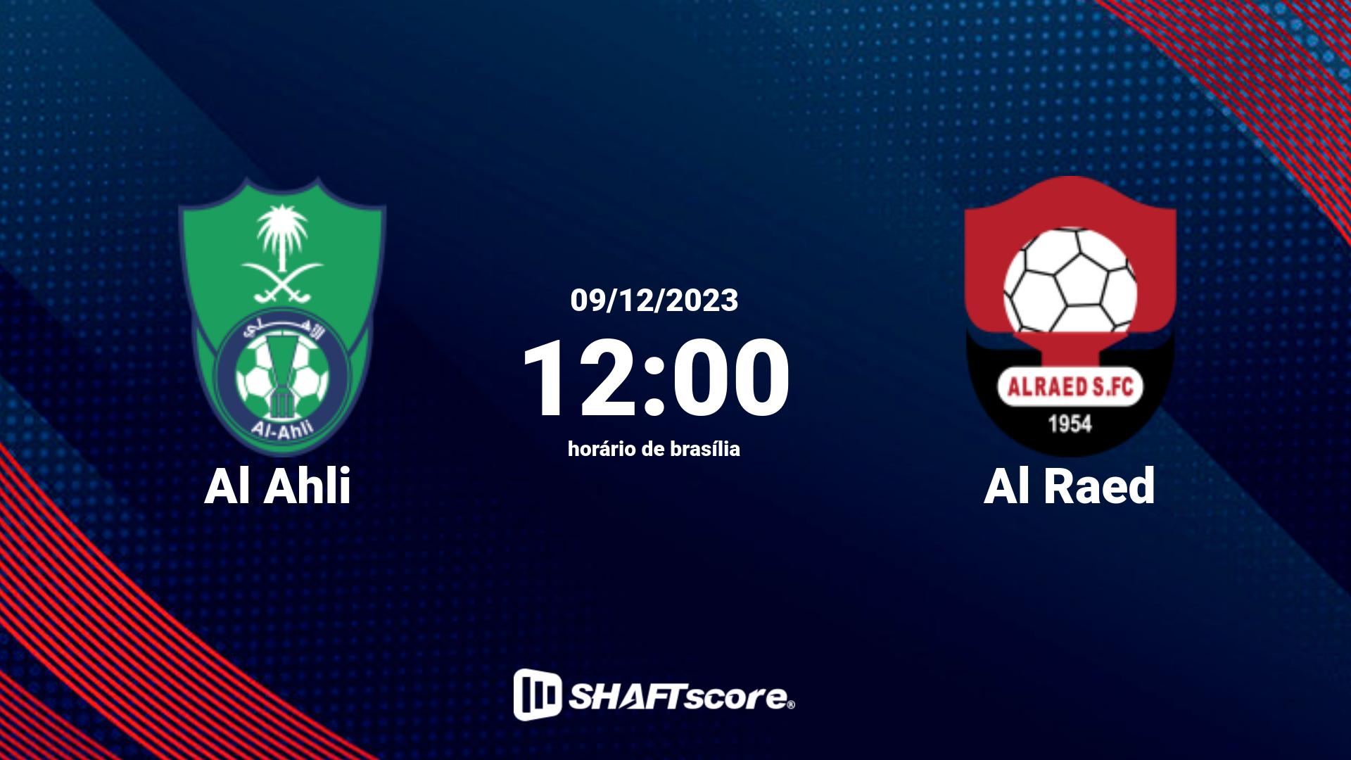 Estatísticas do jogo Al Ahli vs Al Raed 09.12 12:00