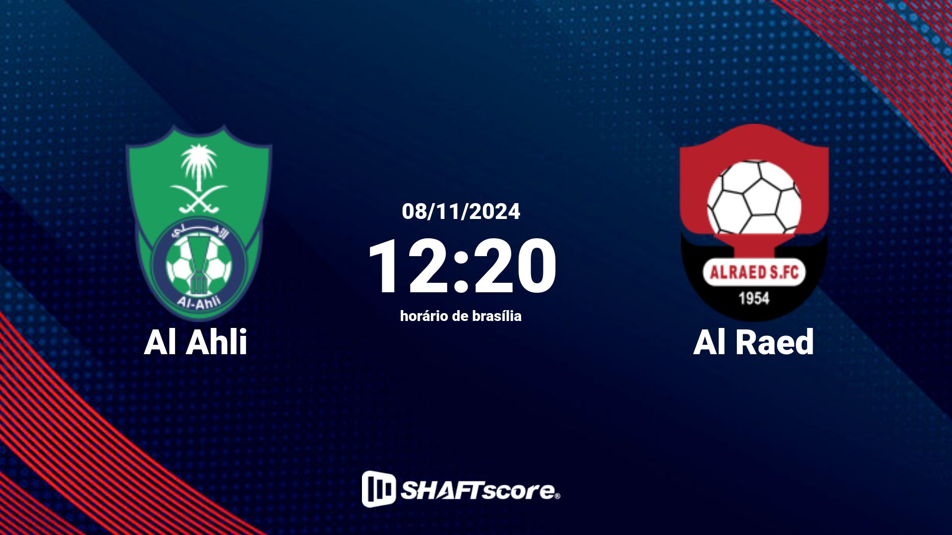 Estatísticas do jogo Al Ahli vs Al Raed 08.11 12:20