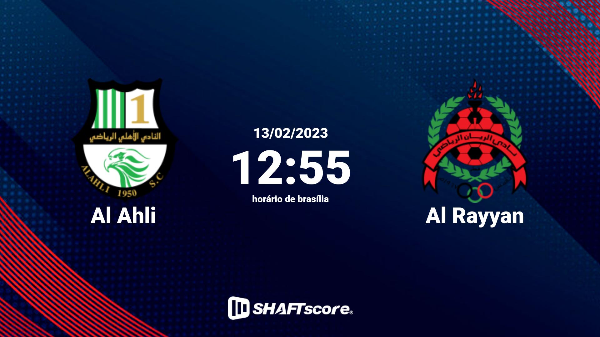 Estatísticas do jogo Al Ahli vs Al Rayyan 13.02 12:55