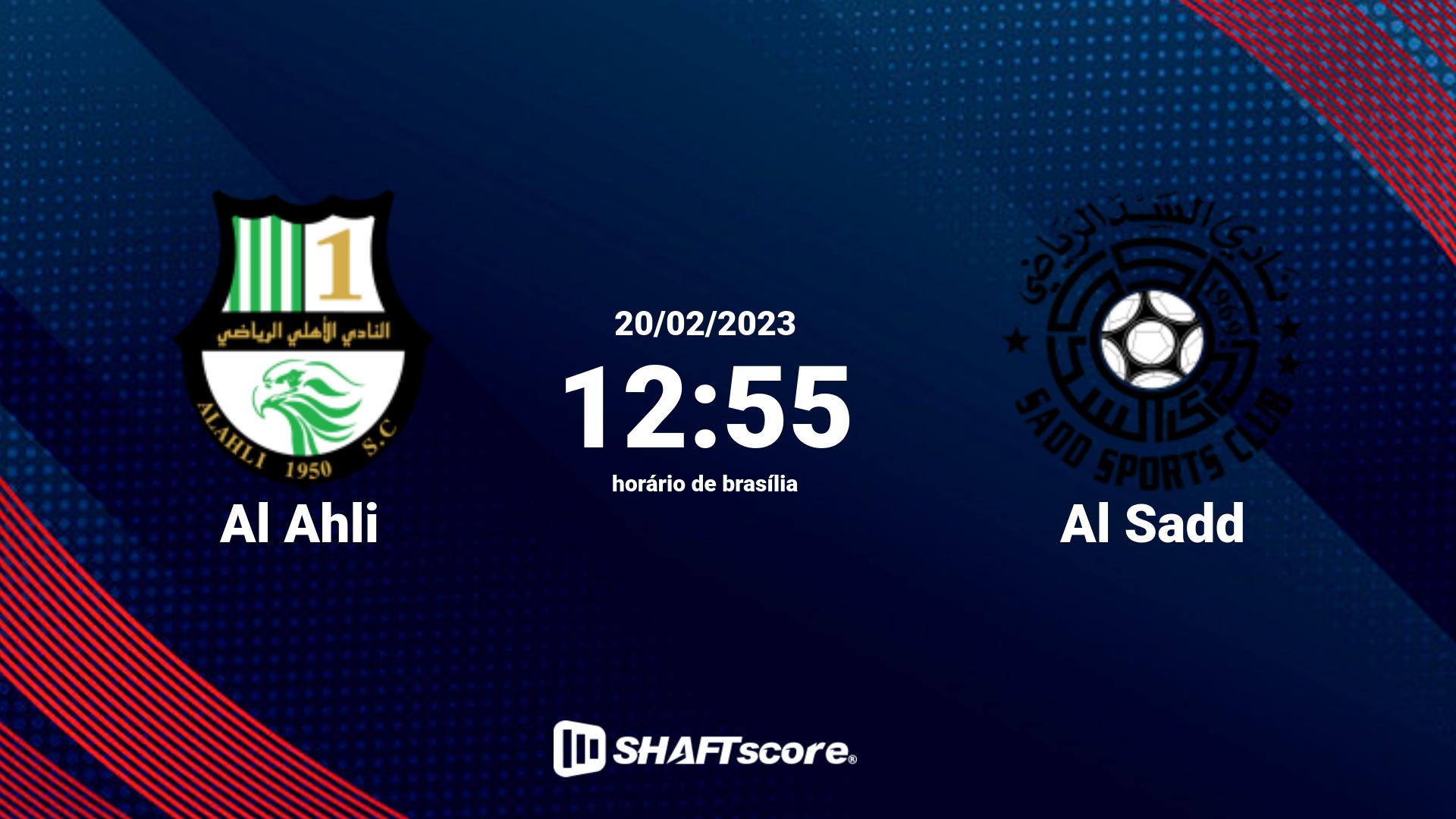 Estatísticas do jogo Al Ahli vs Al Sadd 20.02 12:55