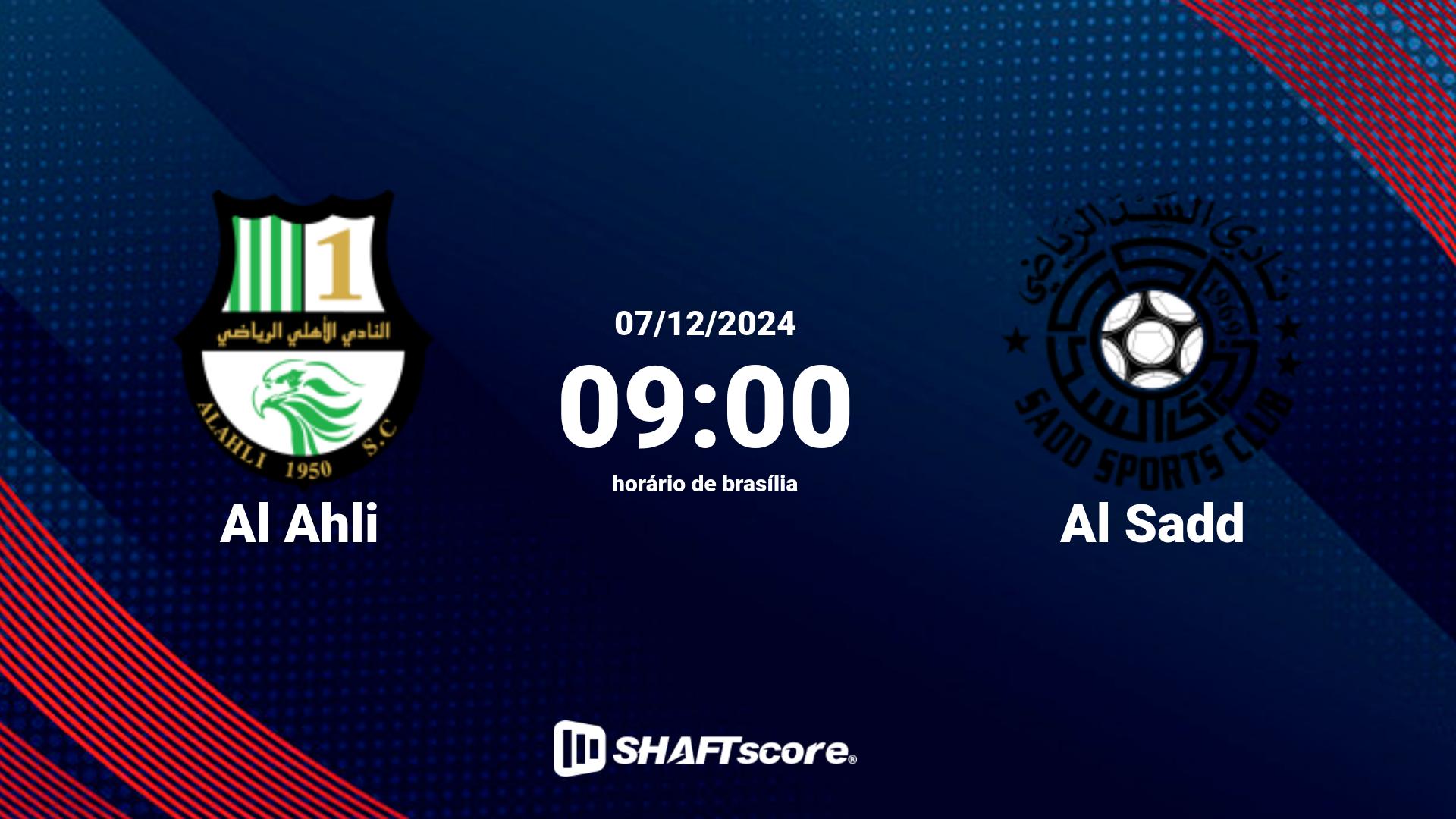 Estatísticas do jogo Al Ahli vs Al Sadd 07.12 09:00