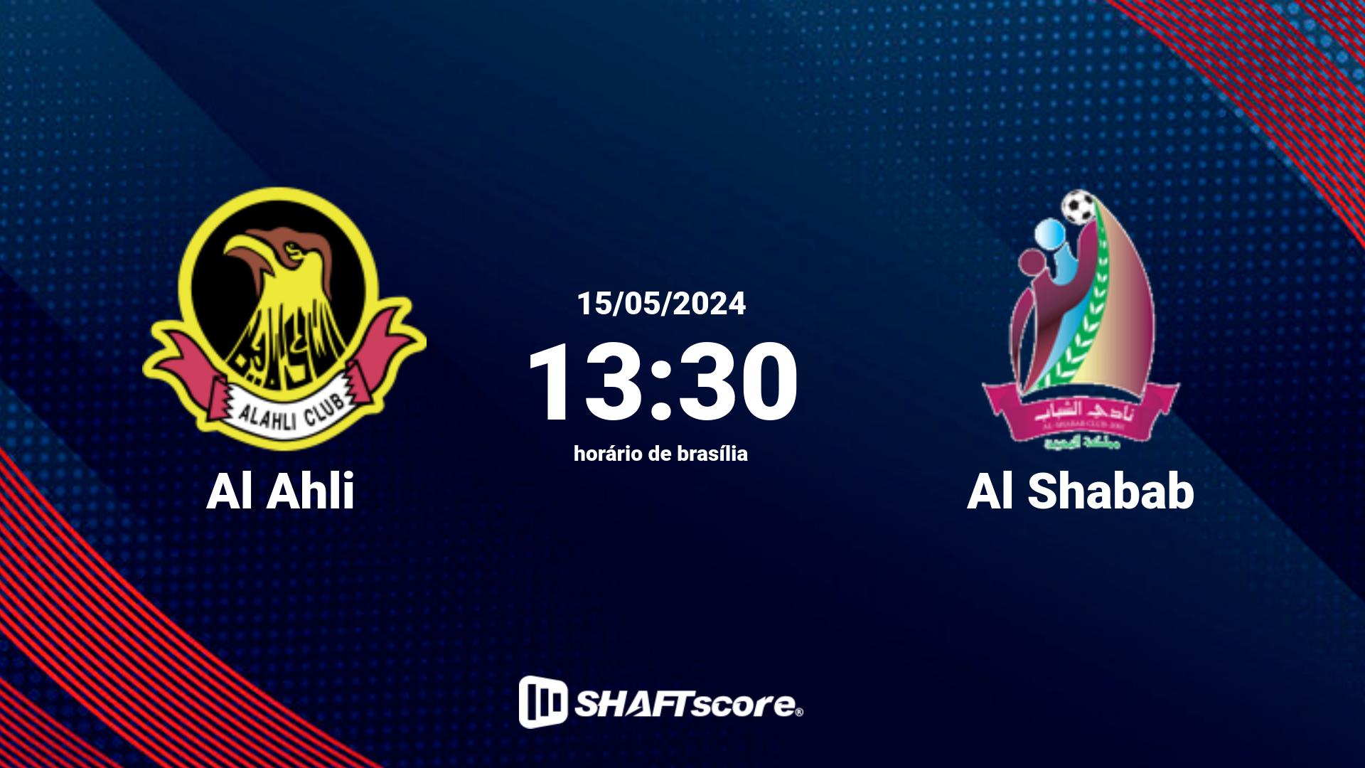 Estatísticas do jogo Al Ahli vs Al Shabab 15.05 13:30