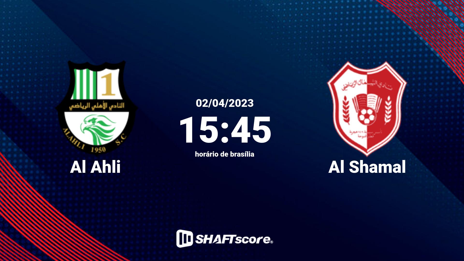 Estatísticas do jogo Al Ahli vs Al Shamal 02.04 15:45