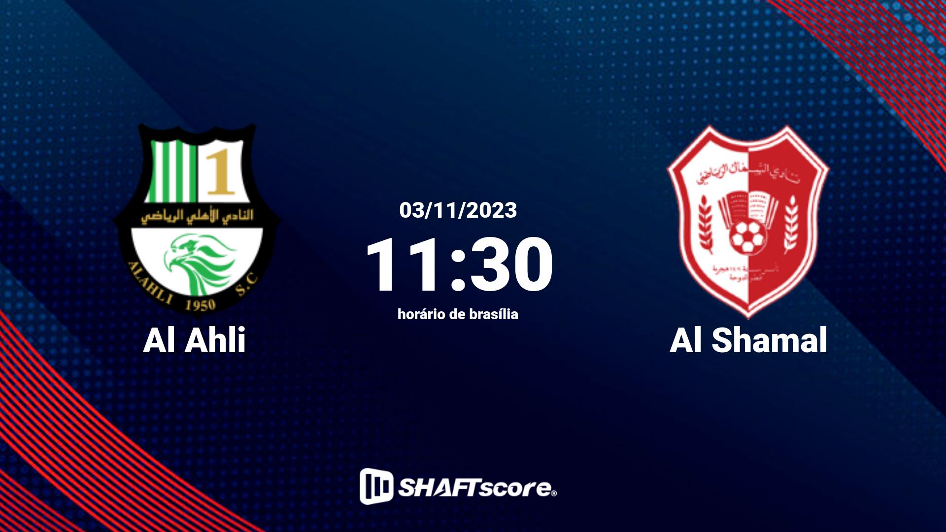 Estatísticas do jogo Al Ahli vs Al Shamal 03.11 11:30