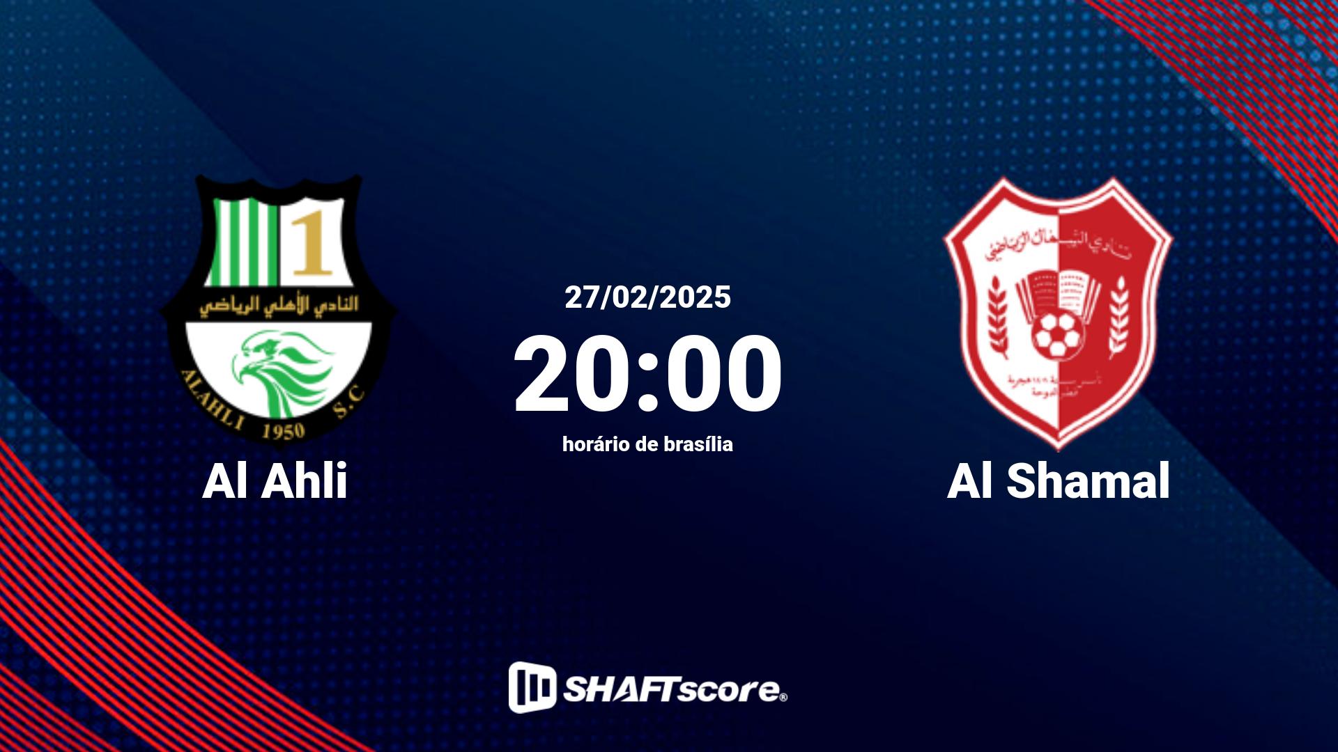 Estatísticas do jogo Al Ahli vs Al Shamal 27.02 20:00