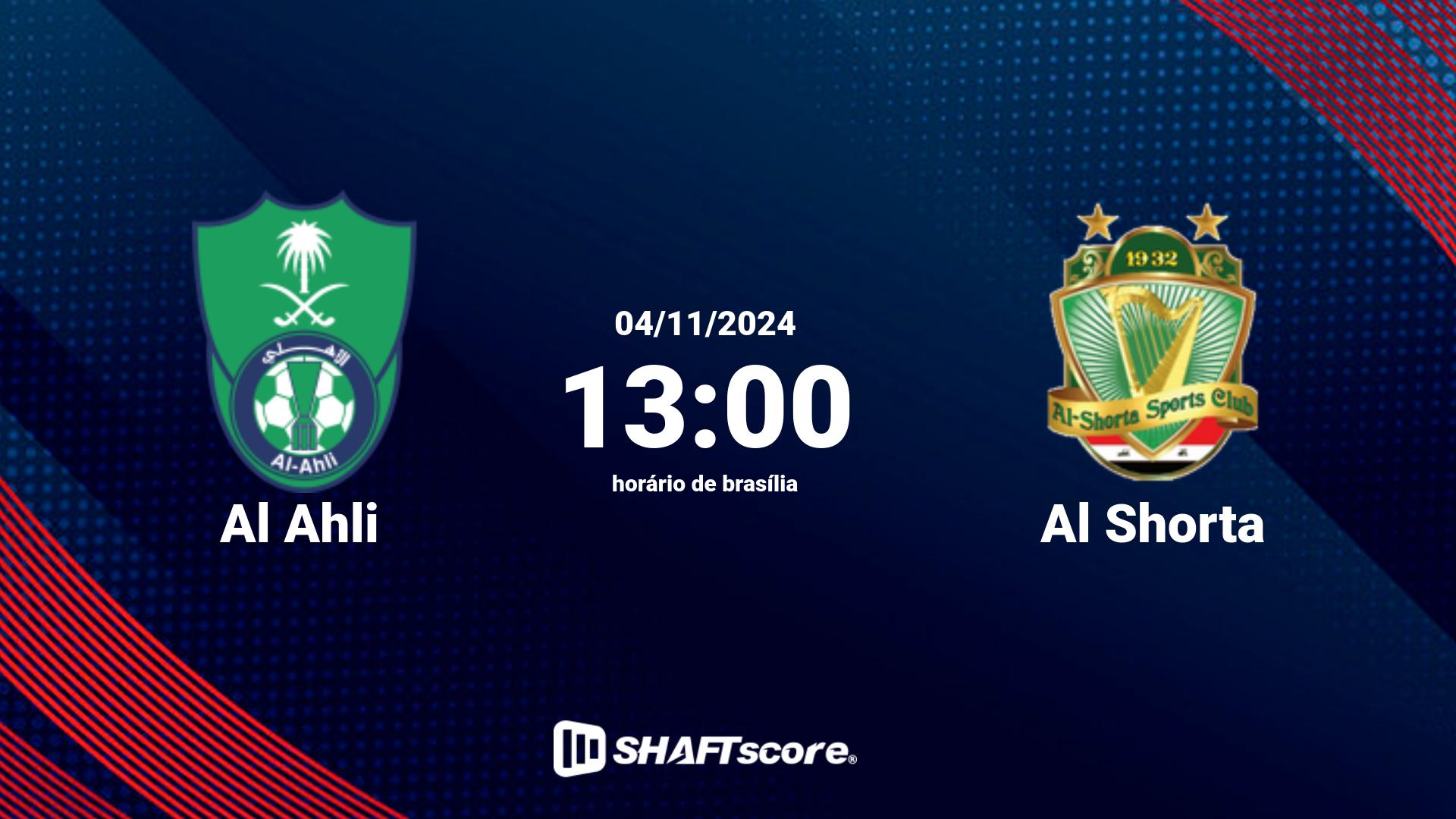 Estatísticas do jogo Al Ahli vs Al Shorta 04.11 13:00