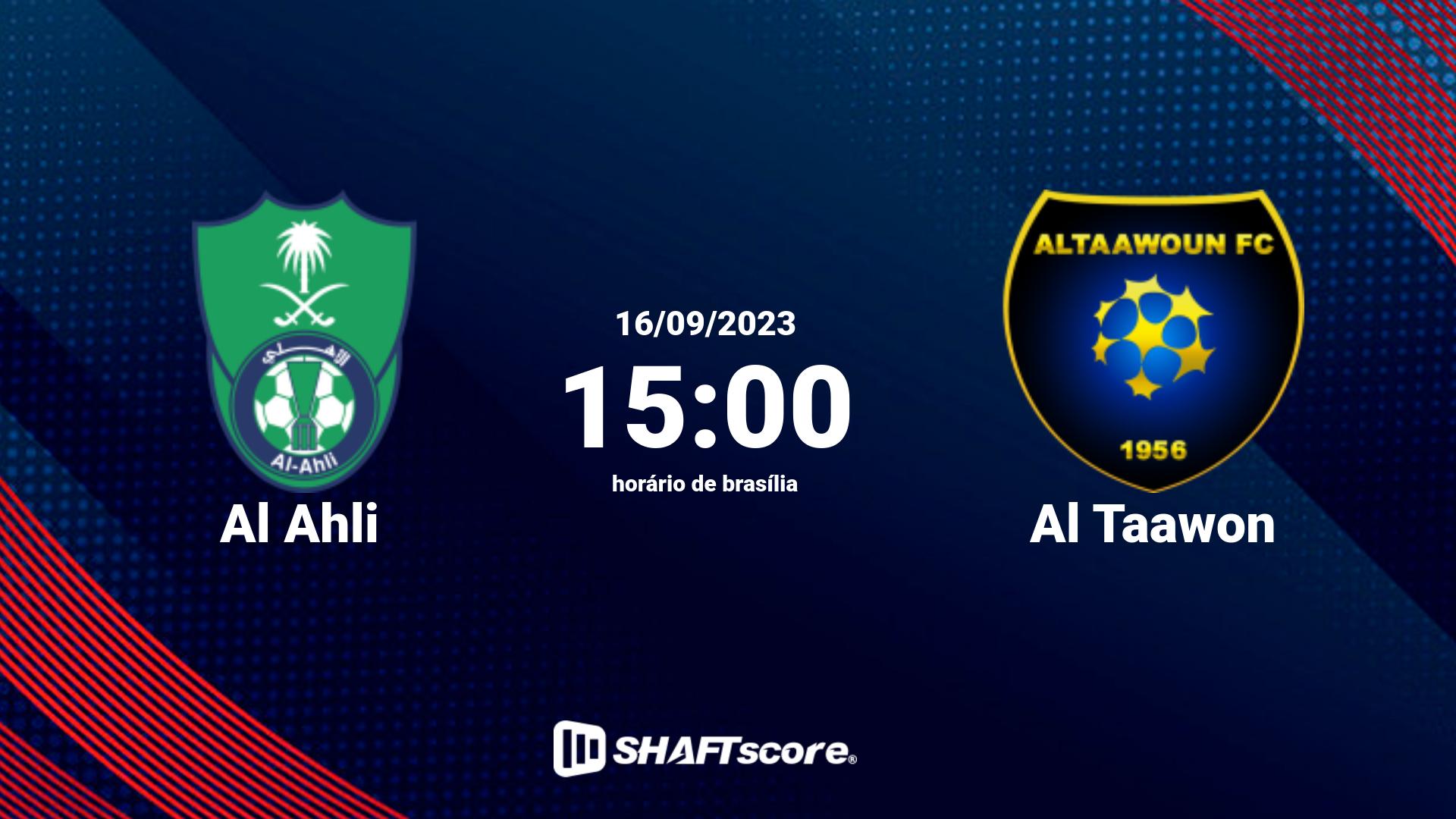 Estatísticas do jogo Al Ahli vs Al Taawon 16.09 15:00