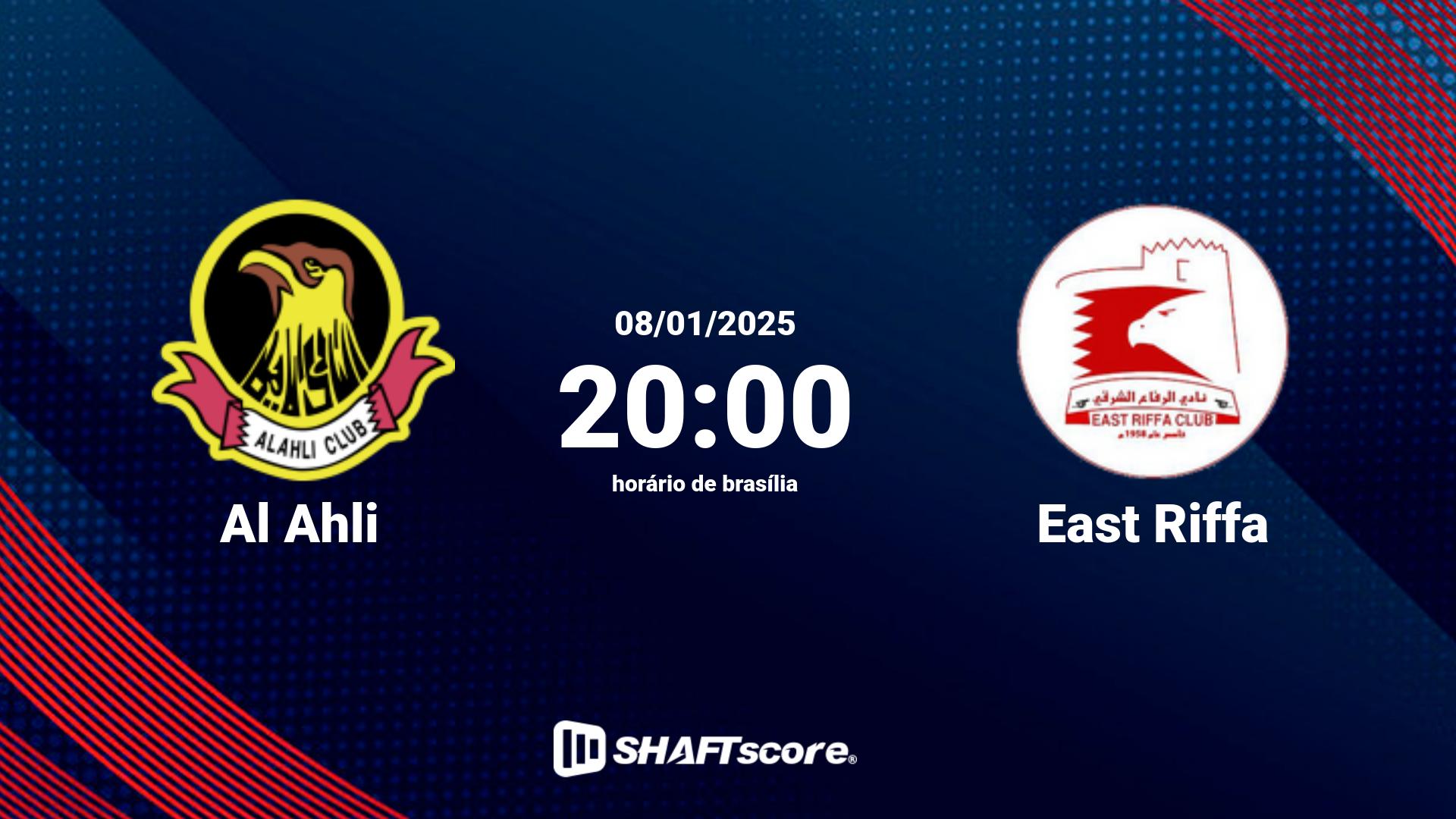 Estatísticas do jogo Al Ahli vs East Riffa 08.01 20:00