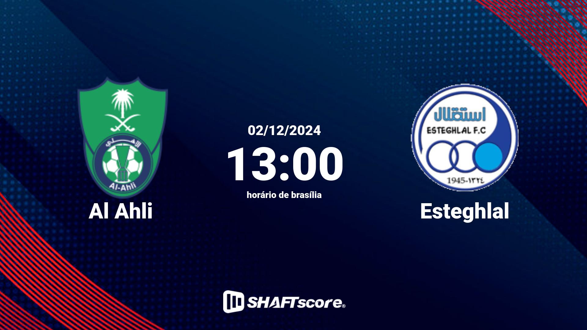 Estatísticas do jogo Al Ahli vs Esteghlal 02.12 13:00