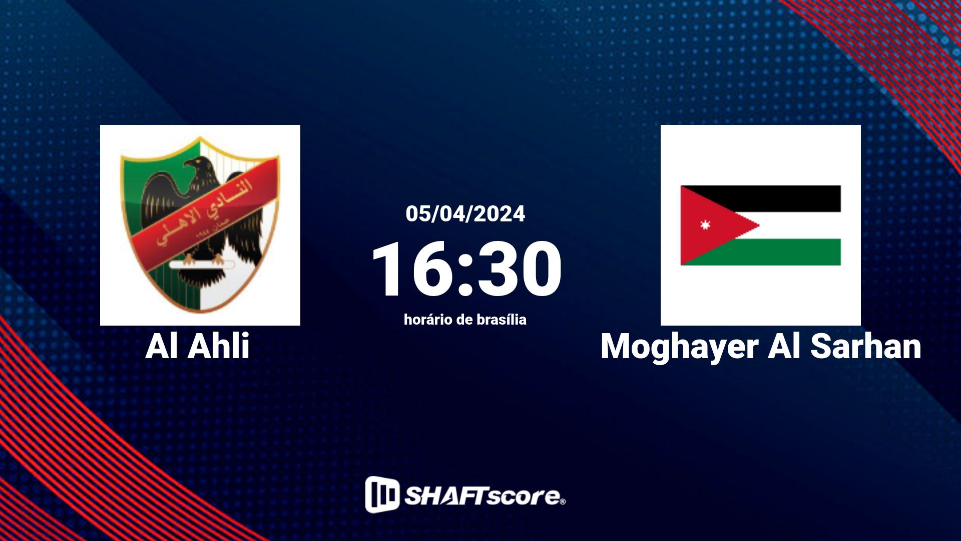 Estatísticas do jogo Al Ahli vs Moghayer Al Sarhan 05.04 16:30