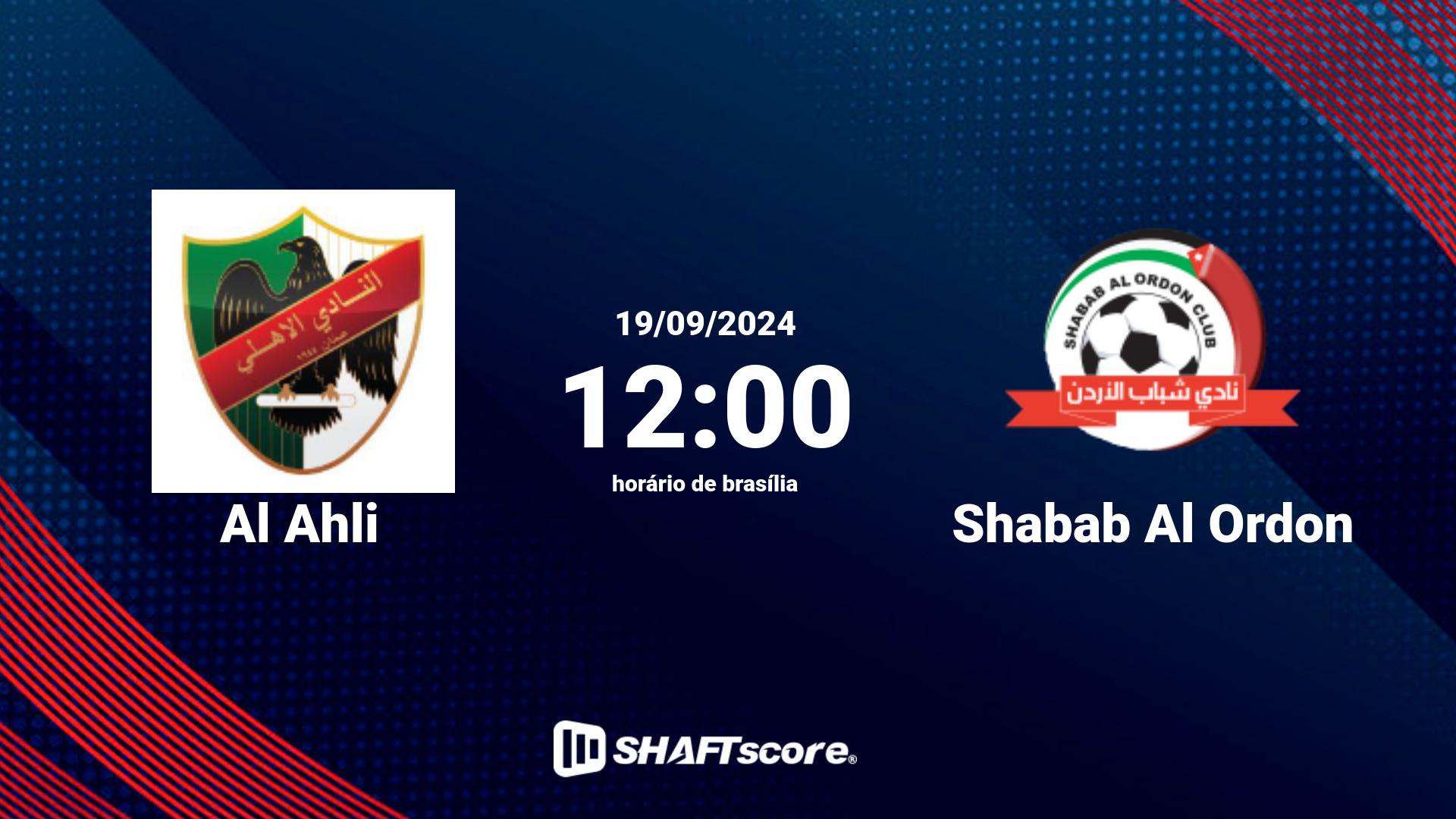 Estatísticas do jogo Al Ahli vs Shabab Al Ordon 19.09 12:00