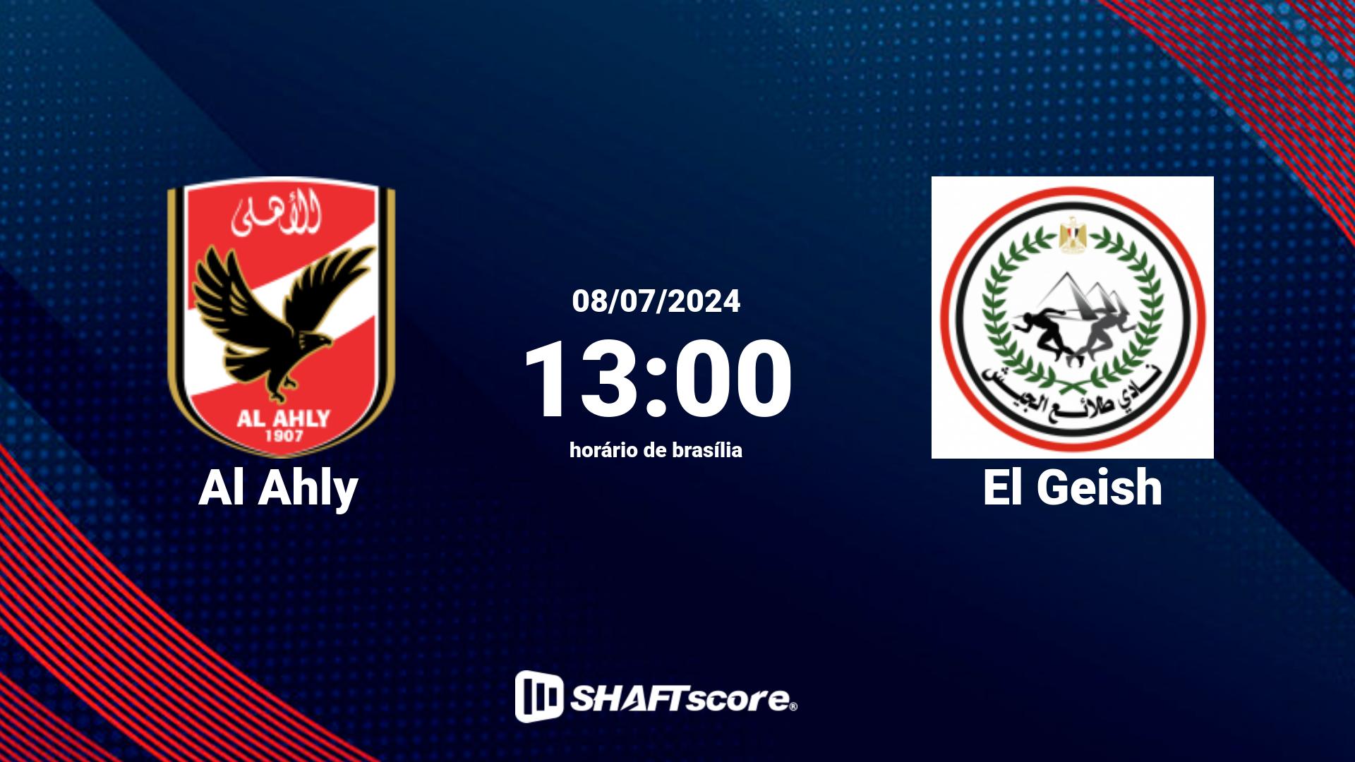 Estatísticas do jogo Al Ahly vs El Geish 08.07 13:00