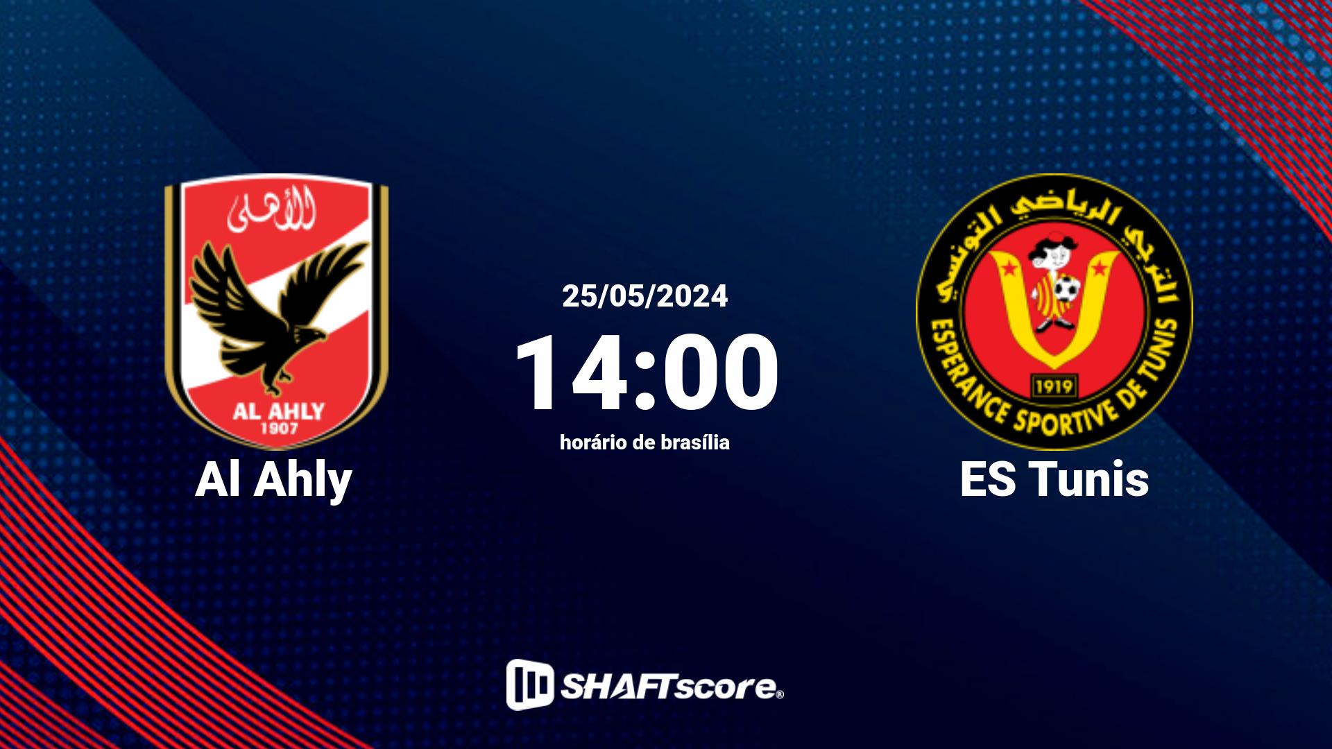 Estatísticas do jogo Al Ahly vs ES Tunis 25.05 14:00