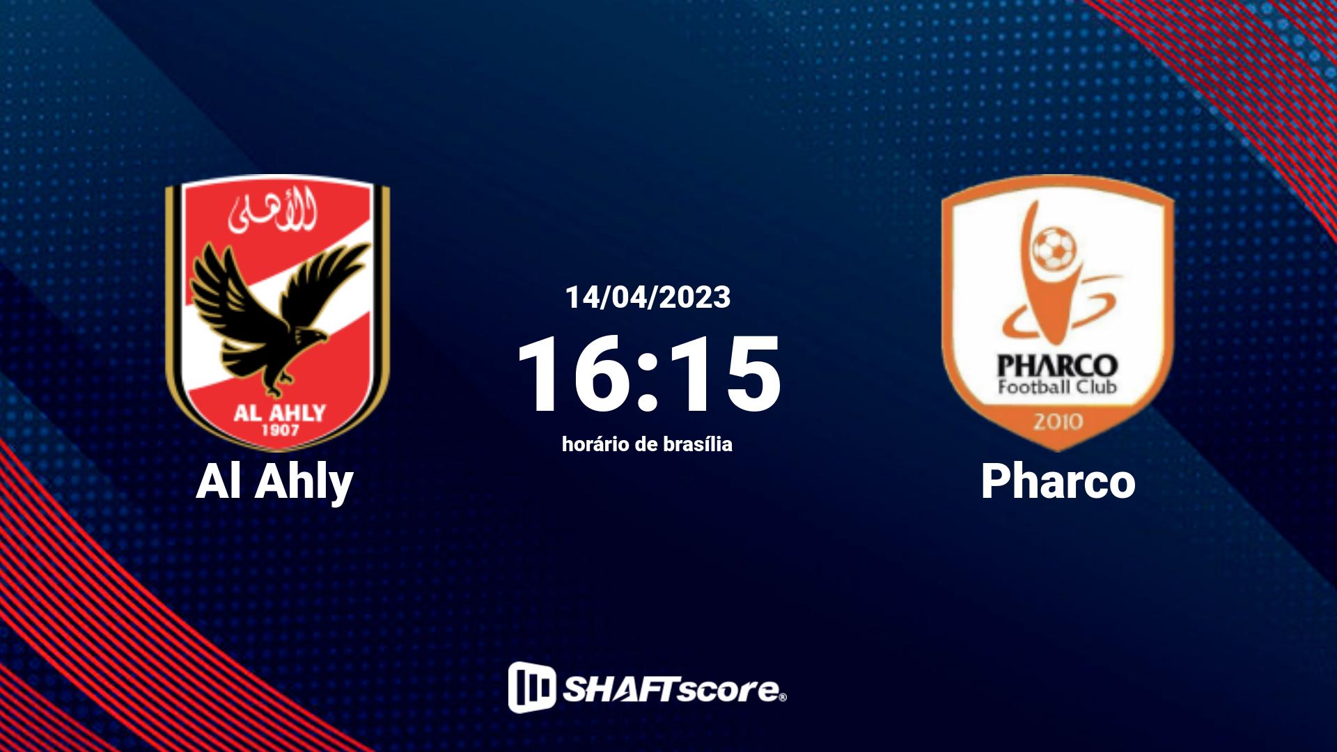 Estatísticas do jogo Al Ahly vs Pharco 14.04 16:15