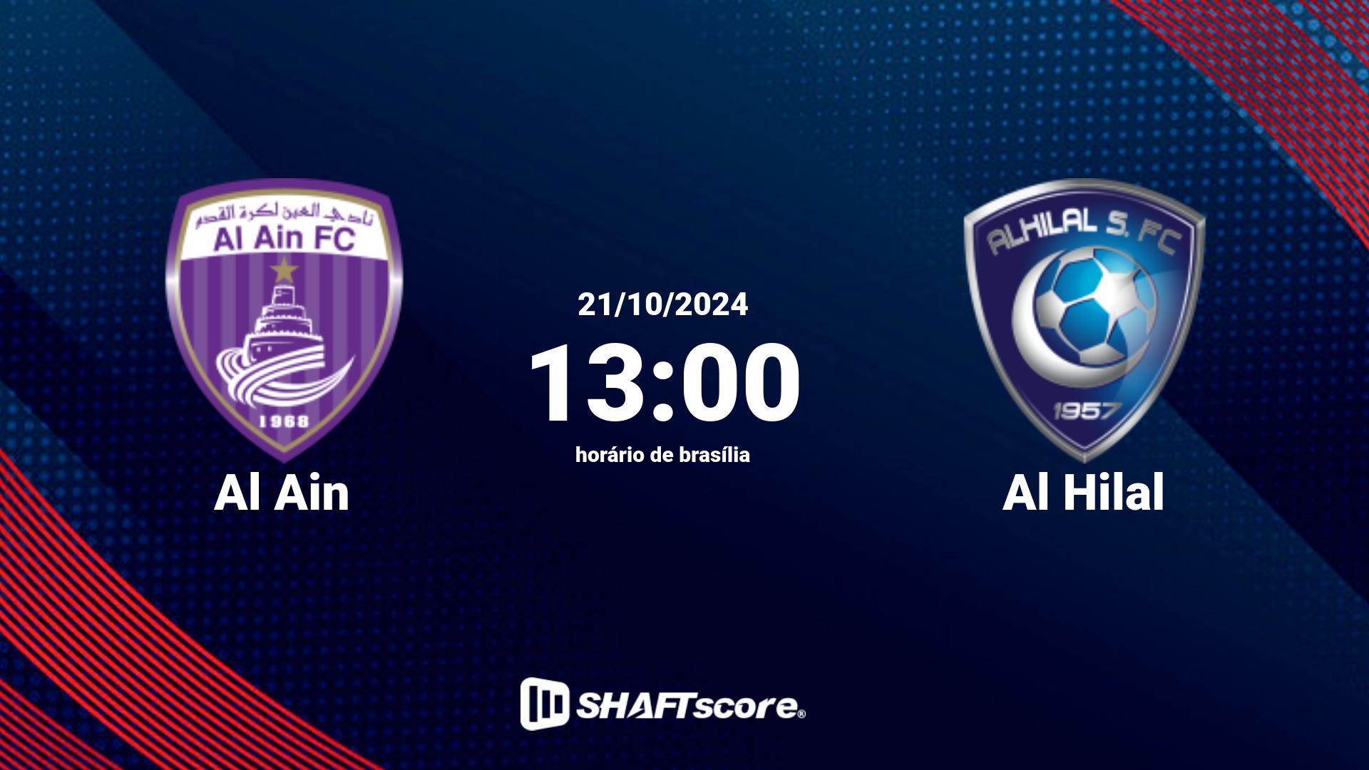 Estatísticas do jogo Al Ain vs Al Hilal 21.10 13:00