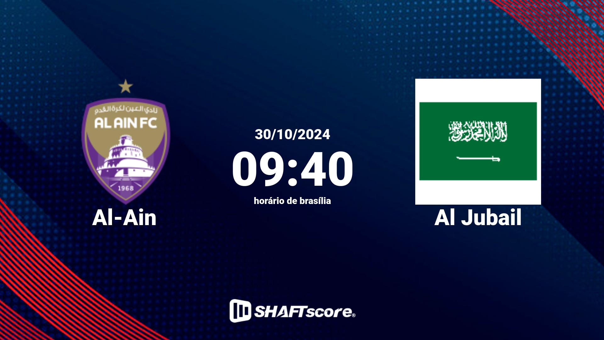 Estatísticas do jogo Al-Ain vs Al Jubail 30.10 09:40