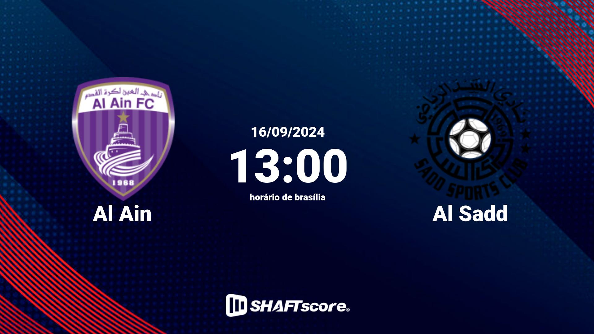 Estatísticas do jogo Al Ain vs Al Sadd 16.09 13:00