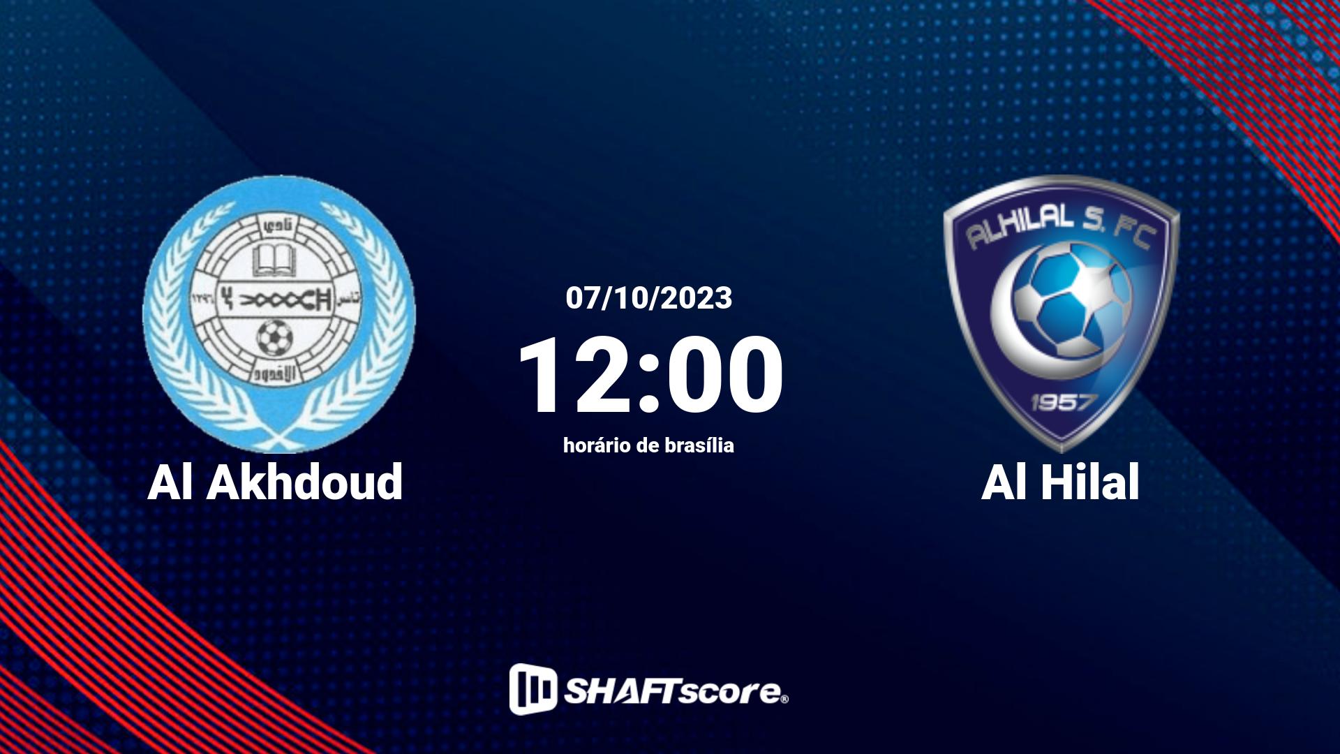 Estatísticas do jogo Al Akhdoud vs Al Hilal 07.10 12:00