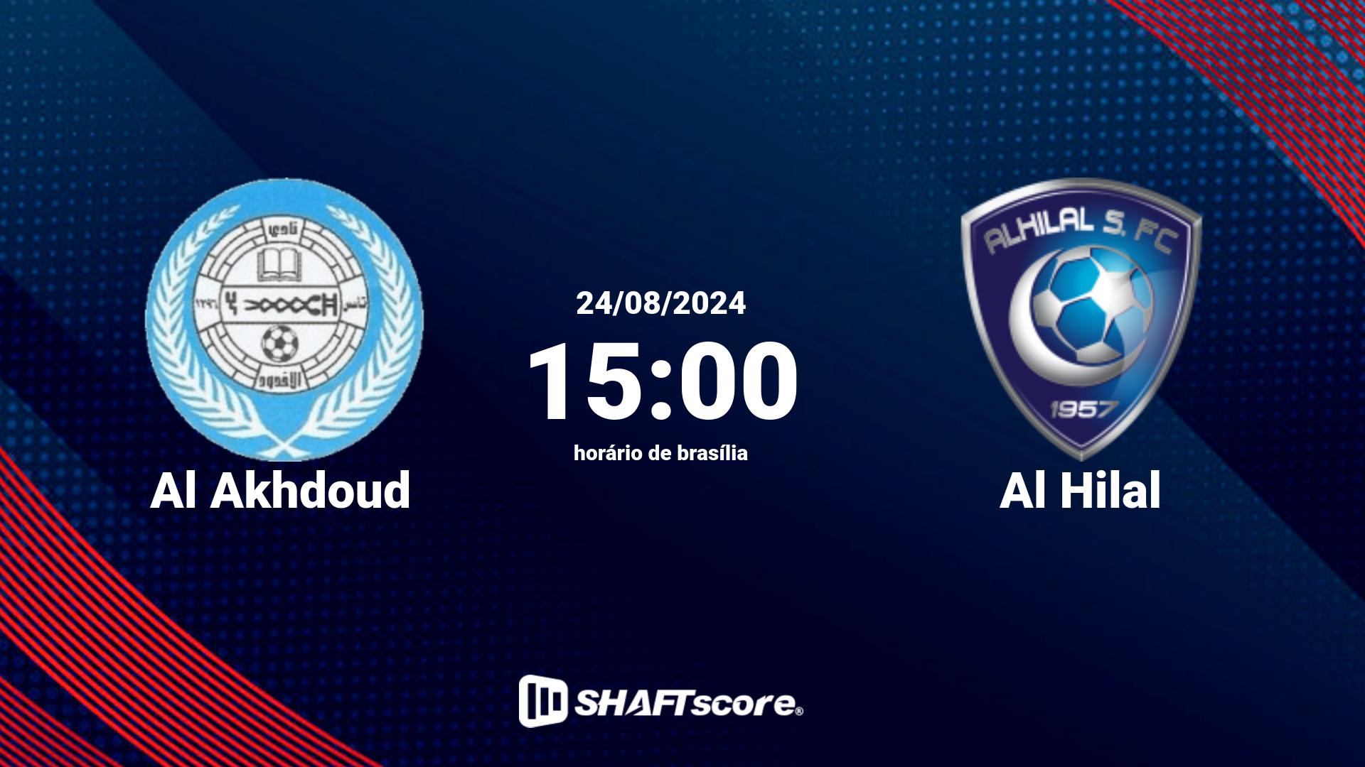 Estatísticas do jogo Al Akhdoud vs Al Hilal 24.08 15:00