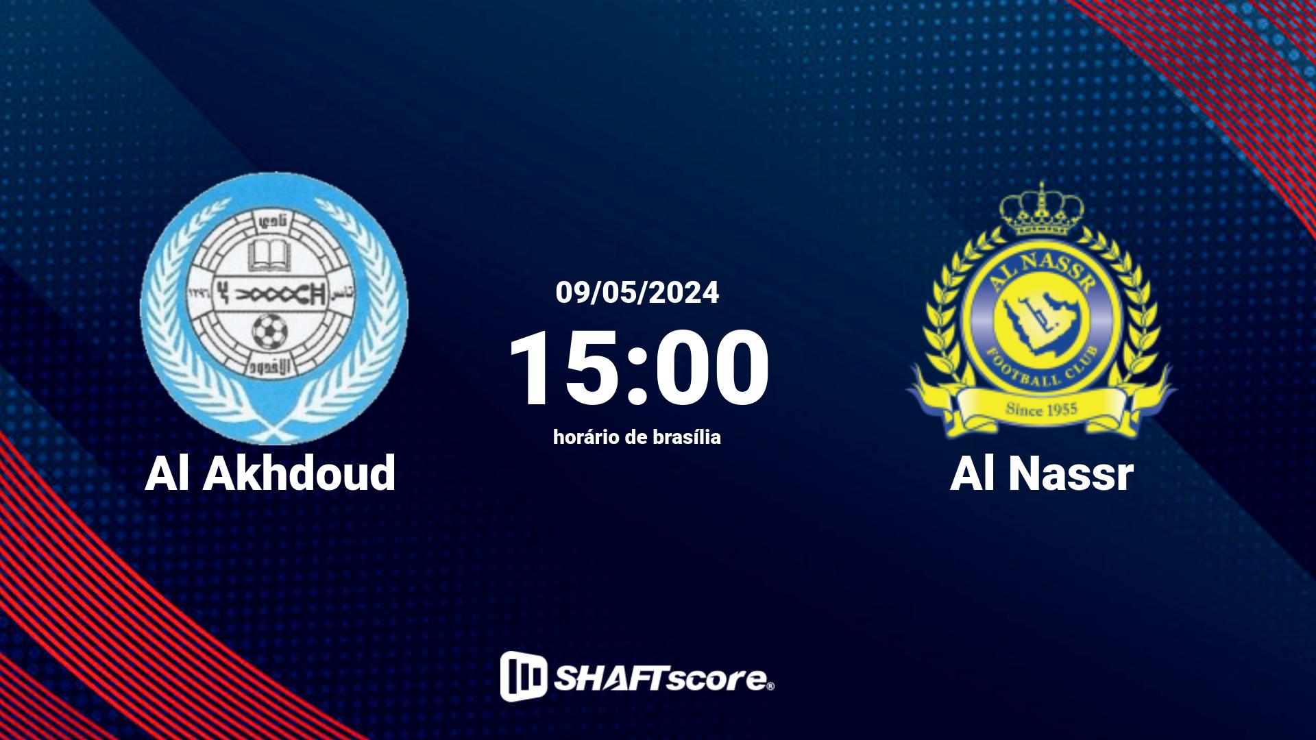 Estatísticas do jogo Al Akhdoud vs Al Nassr 09.05 15:00