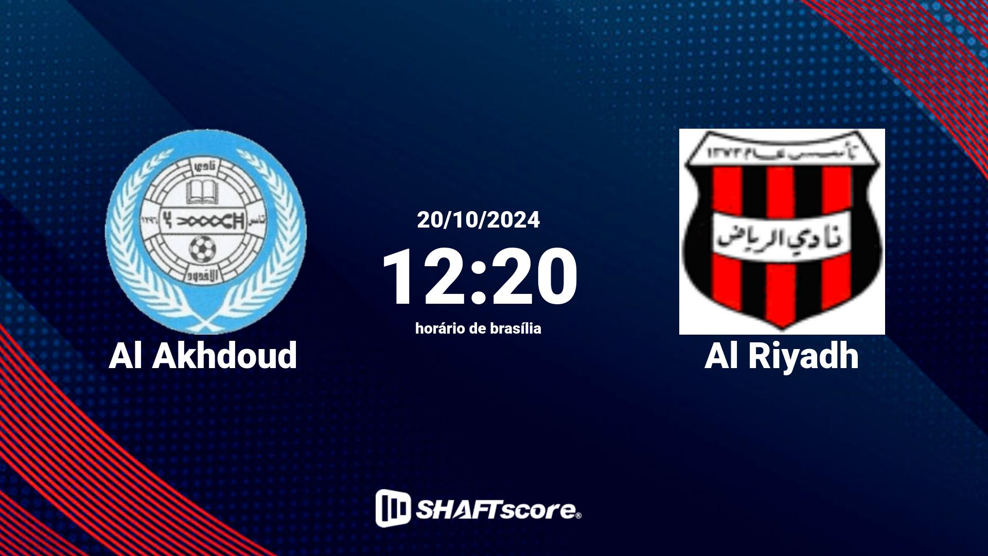 Estatísticas do jogo Al Akhdoud vs Al Riyadh 20.10 12:20