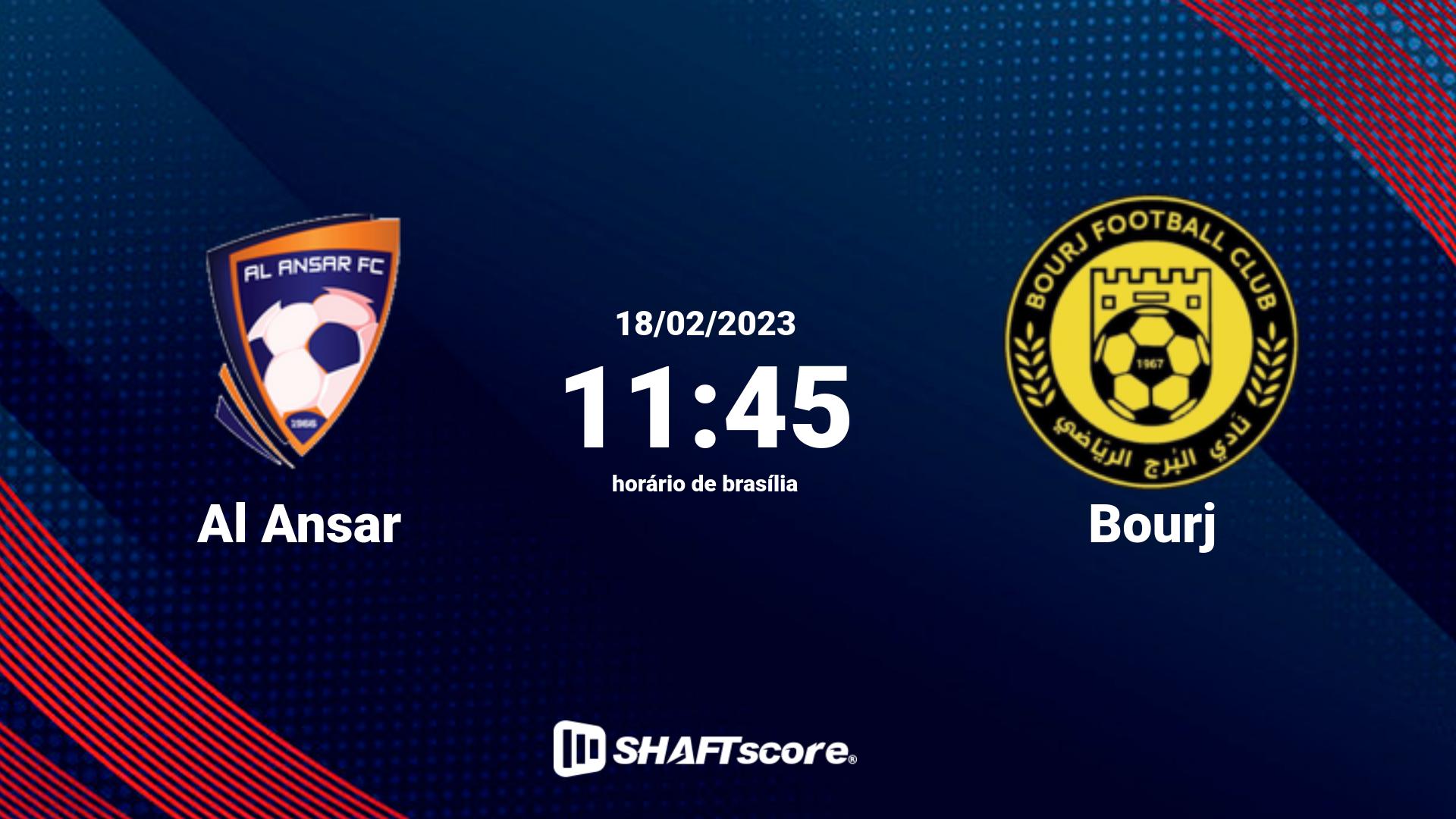 Estatísticas do jogo Al Ansar vs Bourj 18.02 11:45