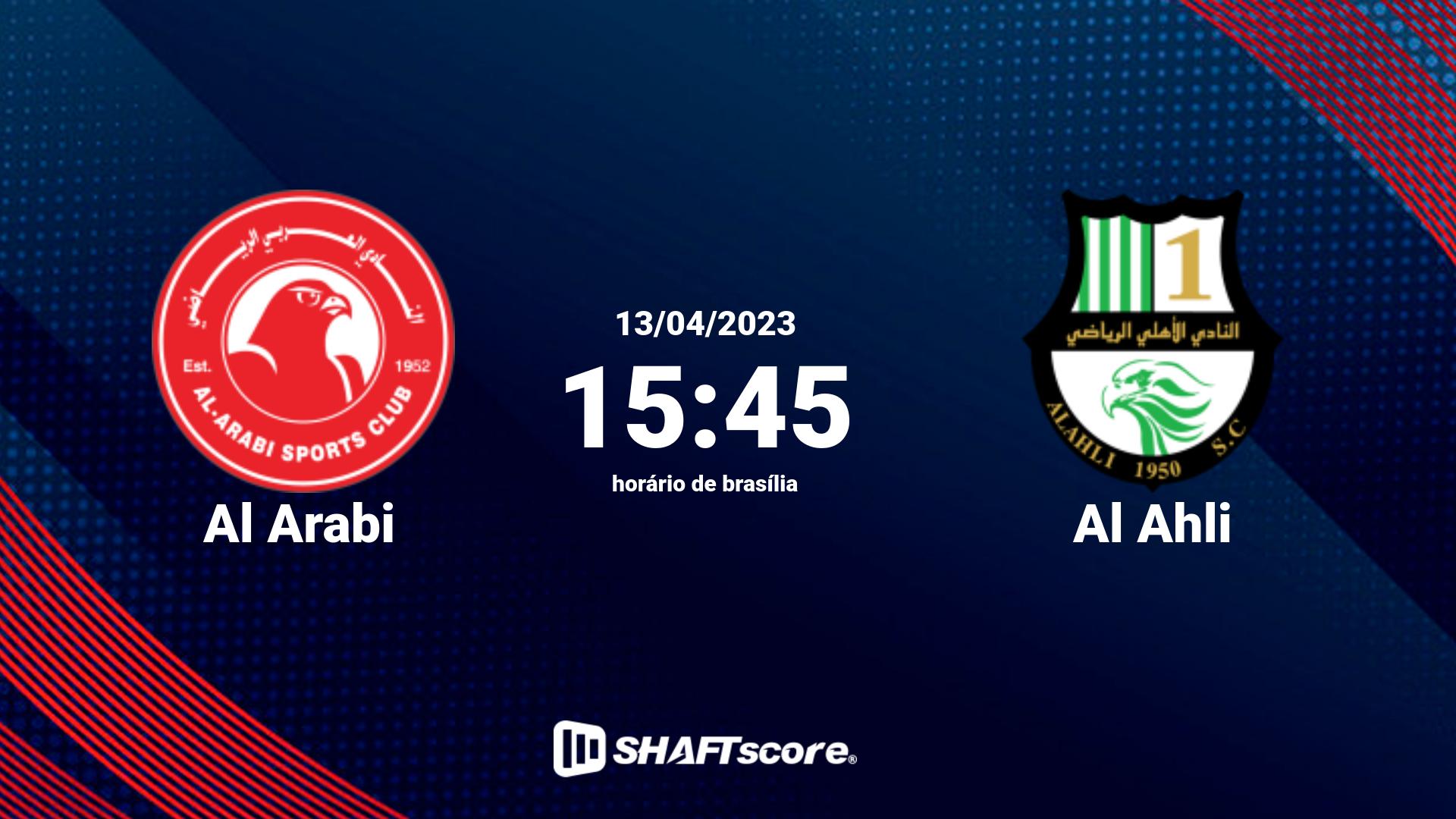 Estatísticas do jogo Al Arabi vs Al Ahli 13.04 15:45