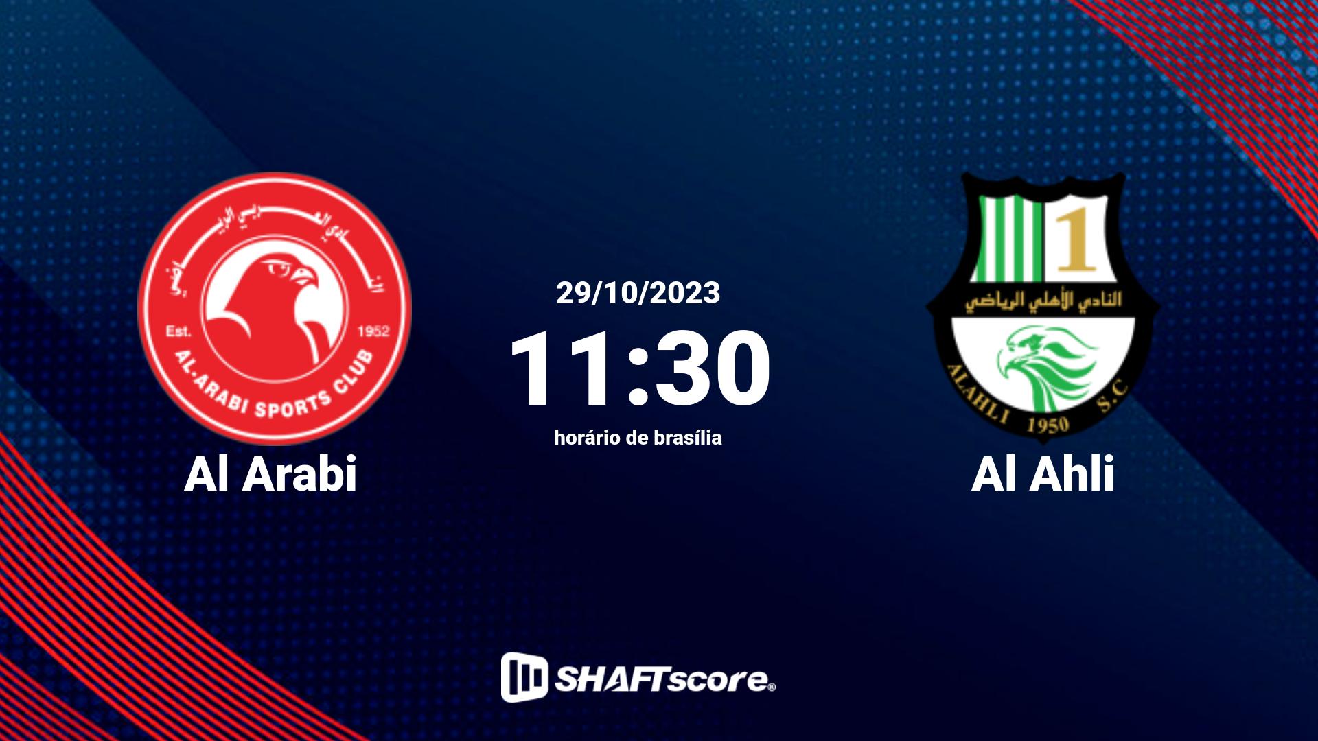 Estatísticas do jogo Al Arabi vs Al Ahli 29.10 11:30