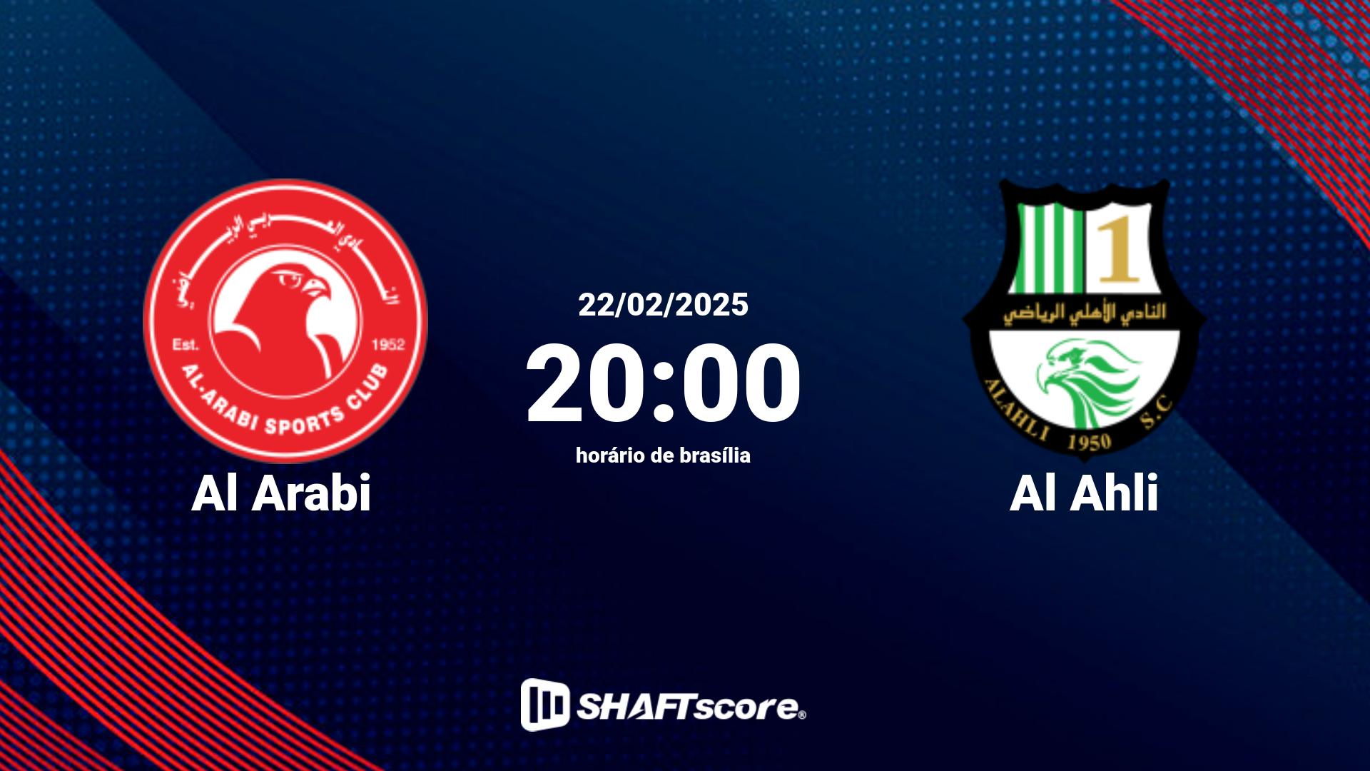 Estatísticas do jogo Al Arabi vs Al Ahli 22.02 20:00