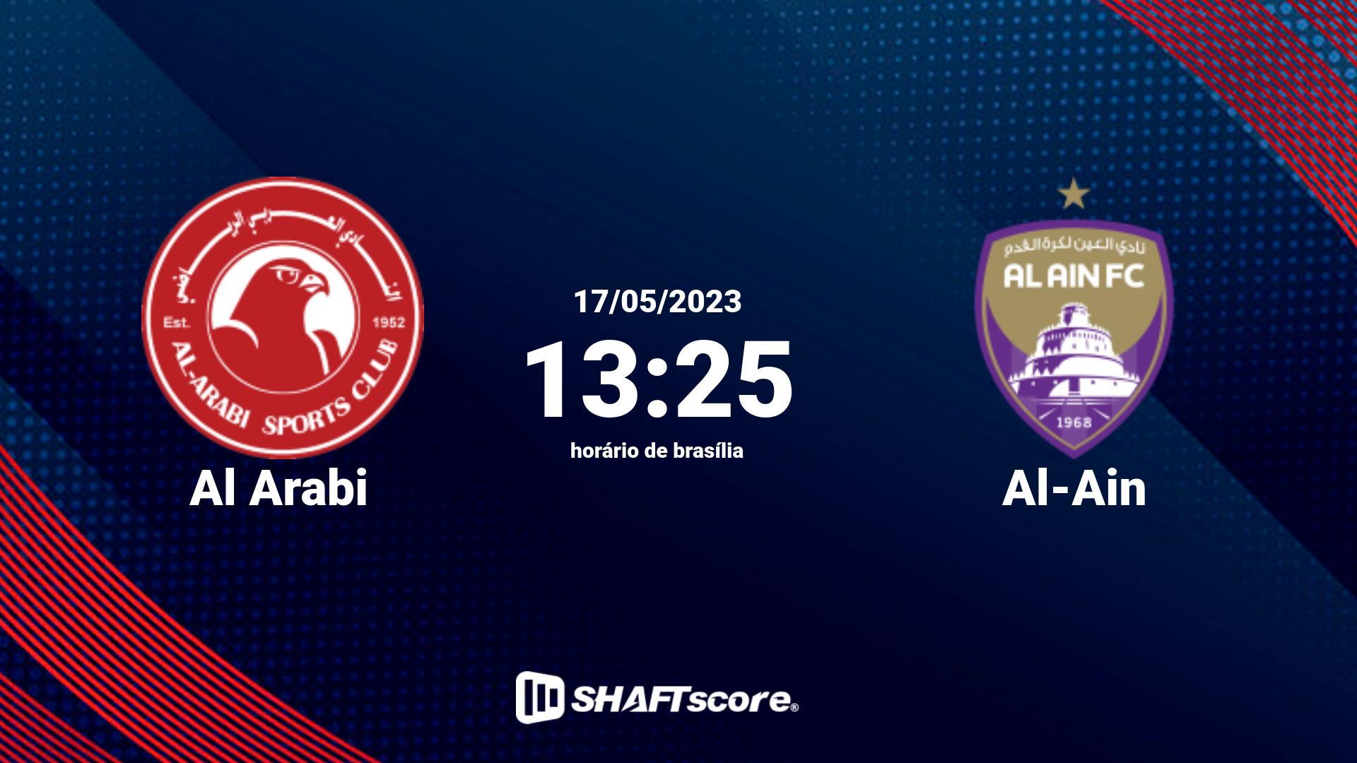 Estatísticas do jogo Al Arabi vs Al-Ain 17.05 13:25