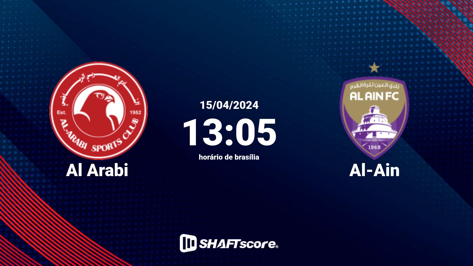 Estatísticas do jogo Al Arabi vs Al-Ain 15.04 13:05