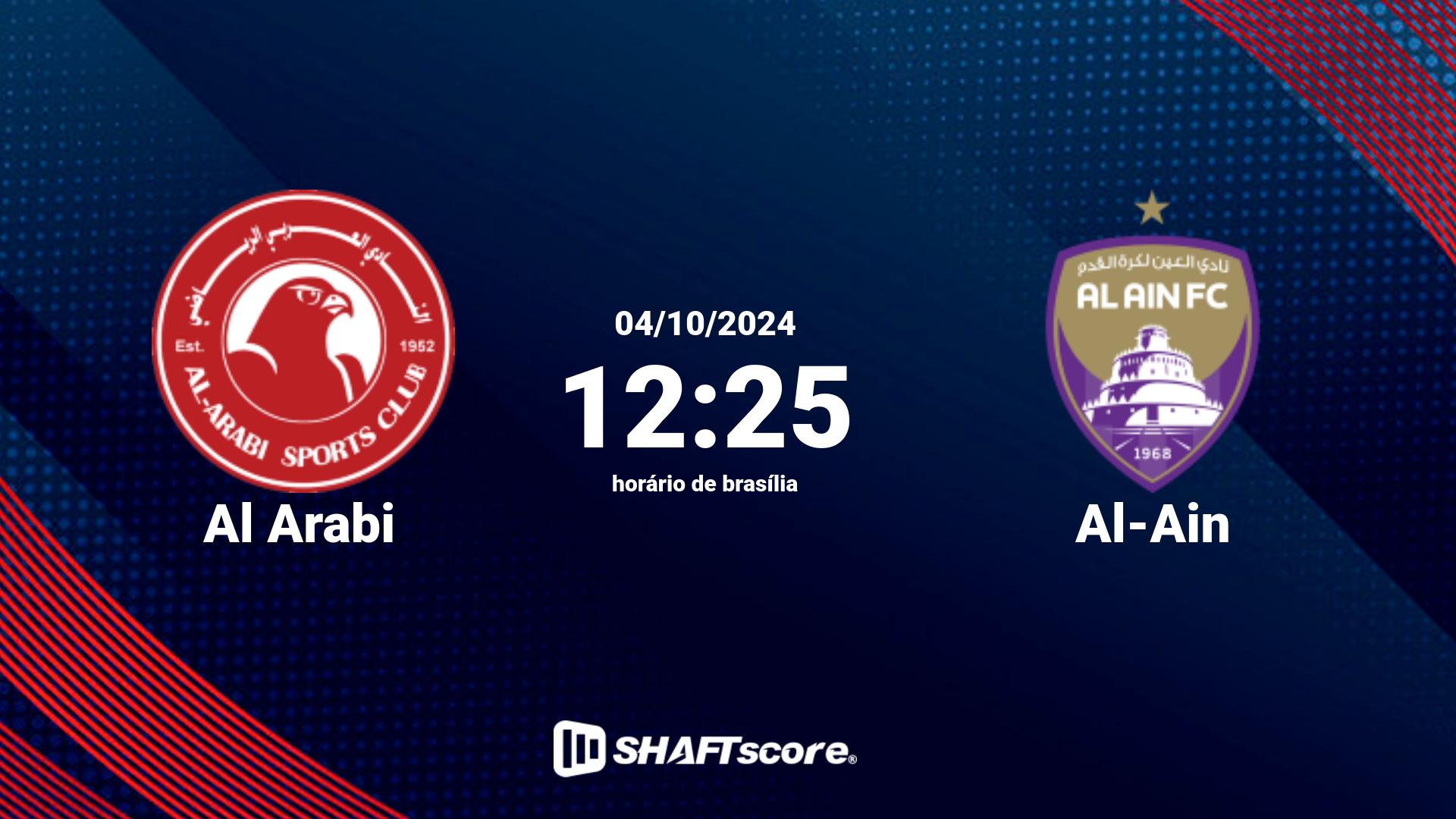 Estatísticas do jogo Al Arabi vs Al-Ain 04.10 12:25