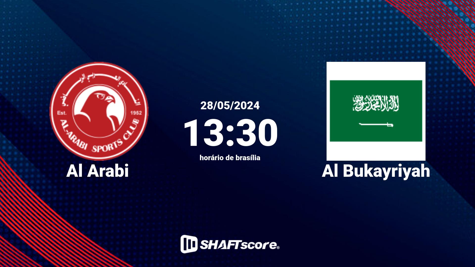 Estatísticas do jogo Al Arabi vs Al Bukayriyah 28.05 13:30