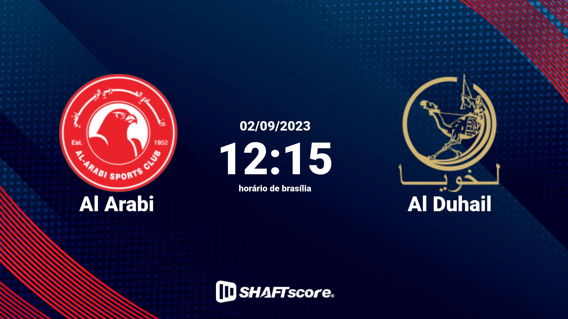 Estatísticas do jogo Al Arabi vs Al Duhail 02.09 12:15