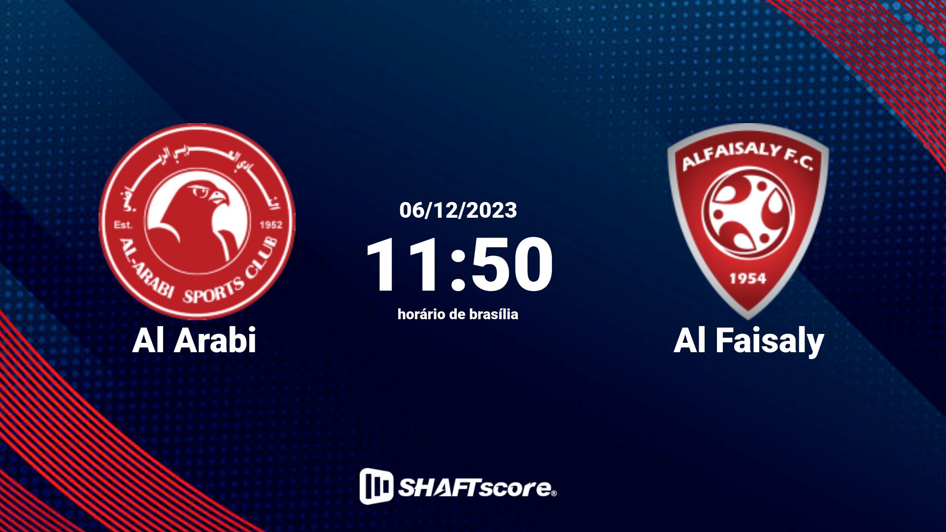 Estatísticas do jogo Al Arabi vs Al Faisaly 06.12 11:50