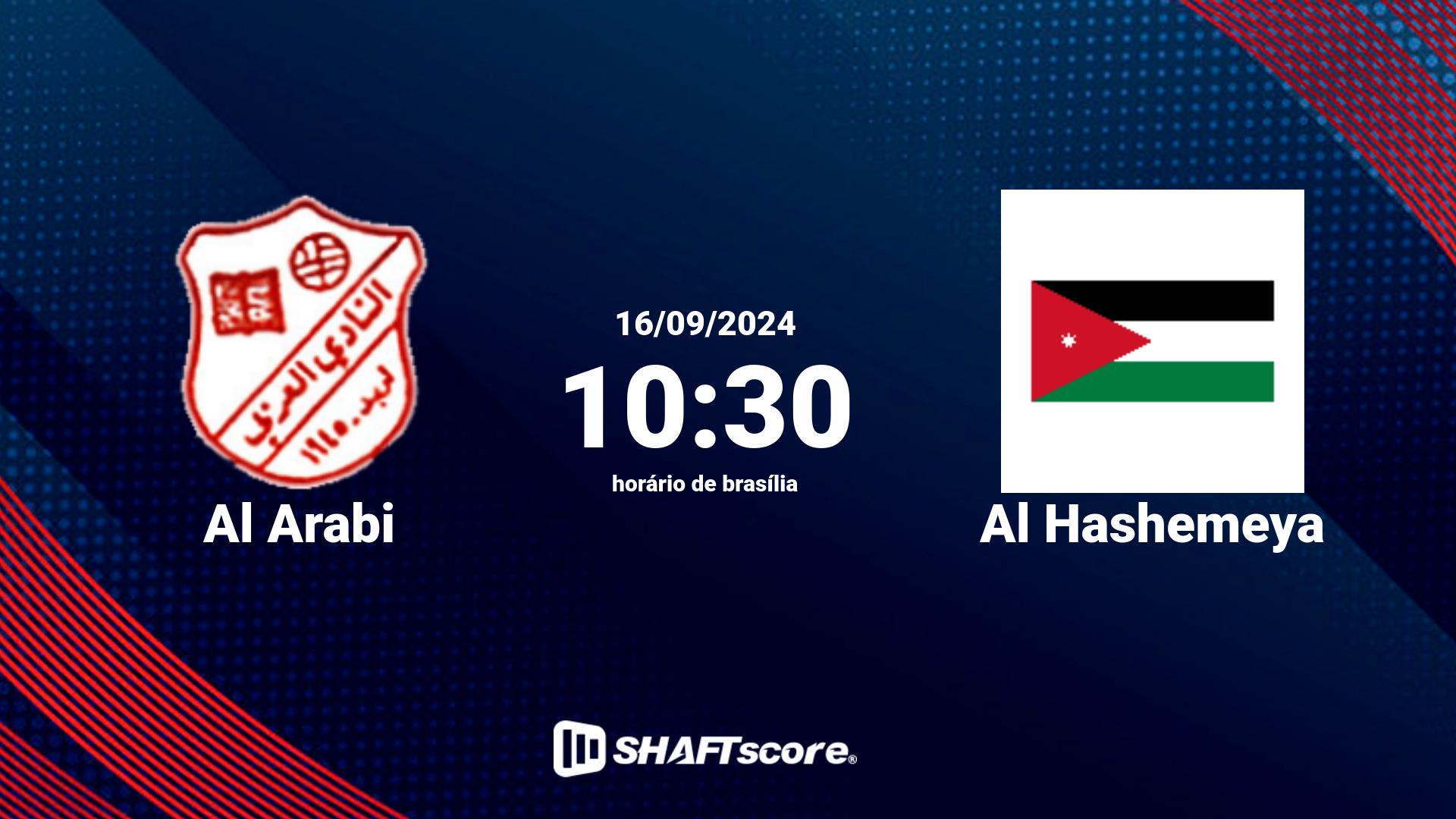 Estatísticas do jogo Al Arabi vs Al Hashemeya 16.09 10:30