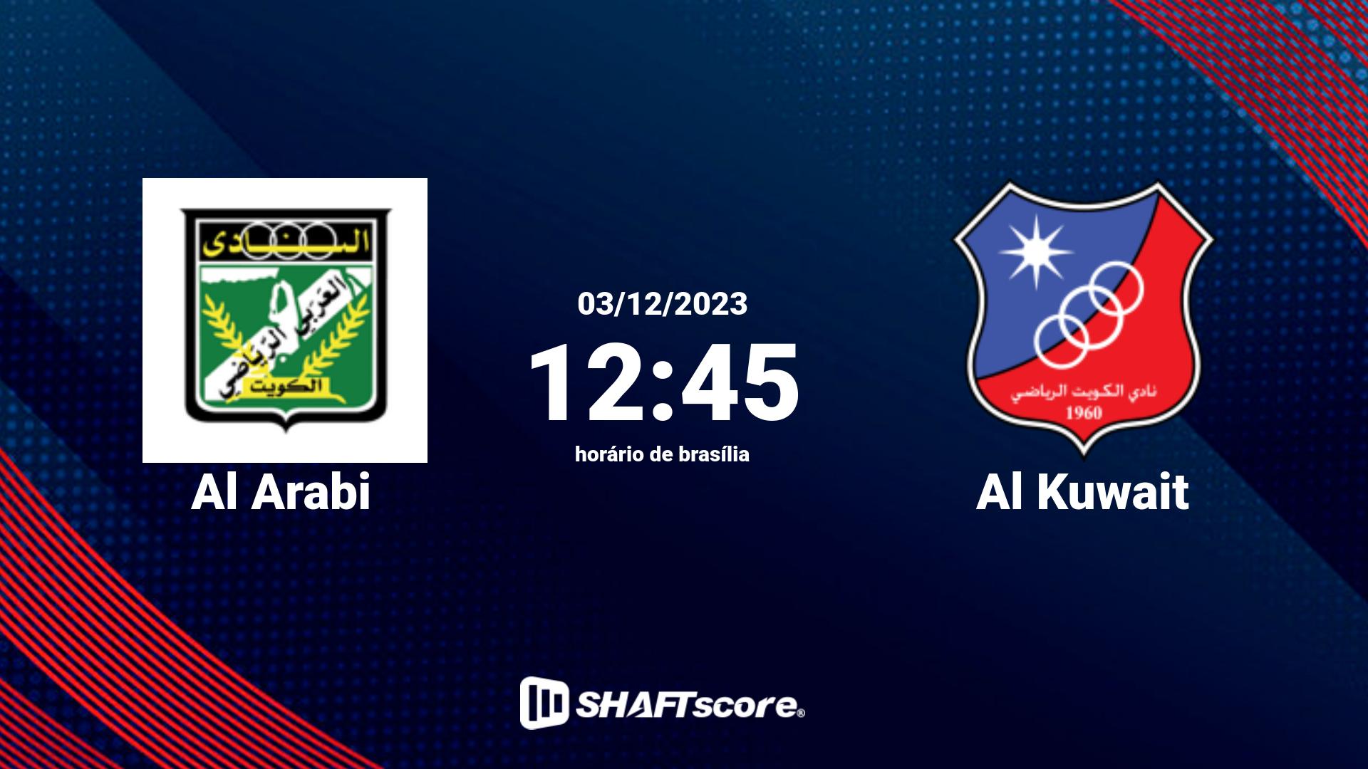 Estatísticas do jogo Al Arabi vs Al Kuwait 03.12 12:45