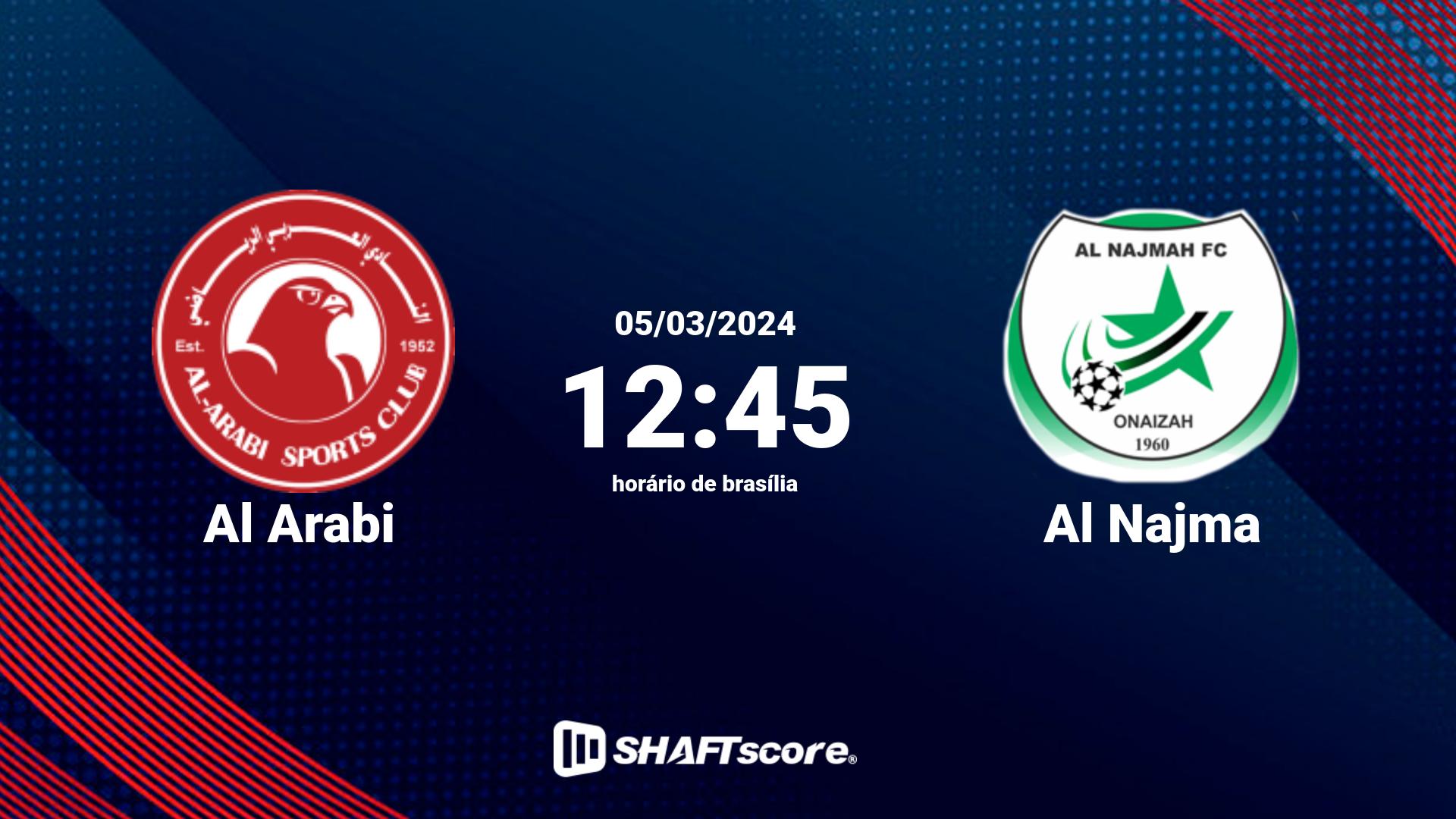 Estatísticas do jogo Al Arabi vs Al Najma 05.03 12:45