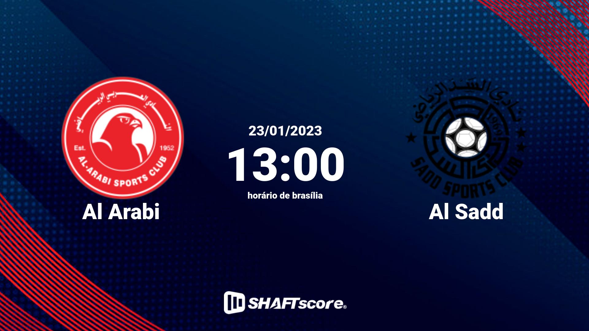 Estatísticas do jogo Al Arabi vs Al Sadd 23.01 13:00