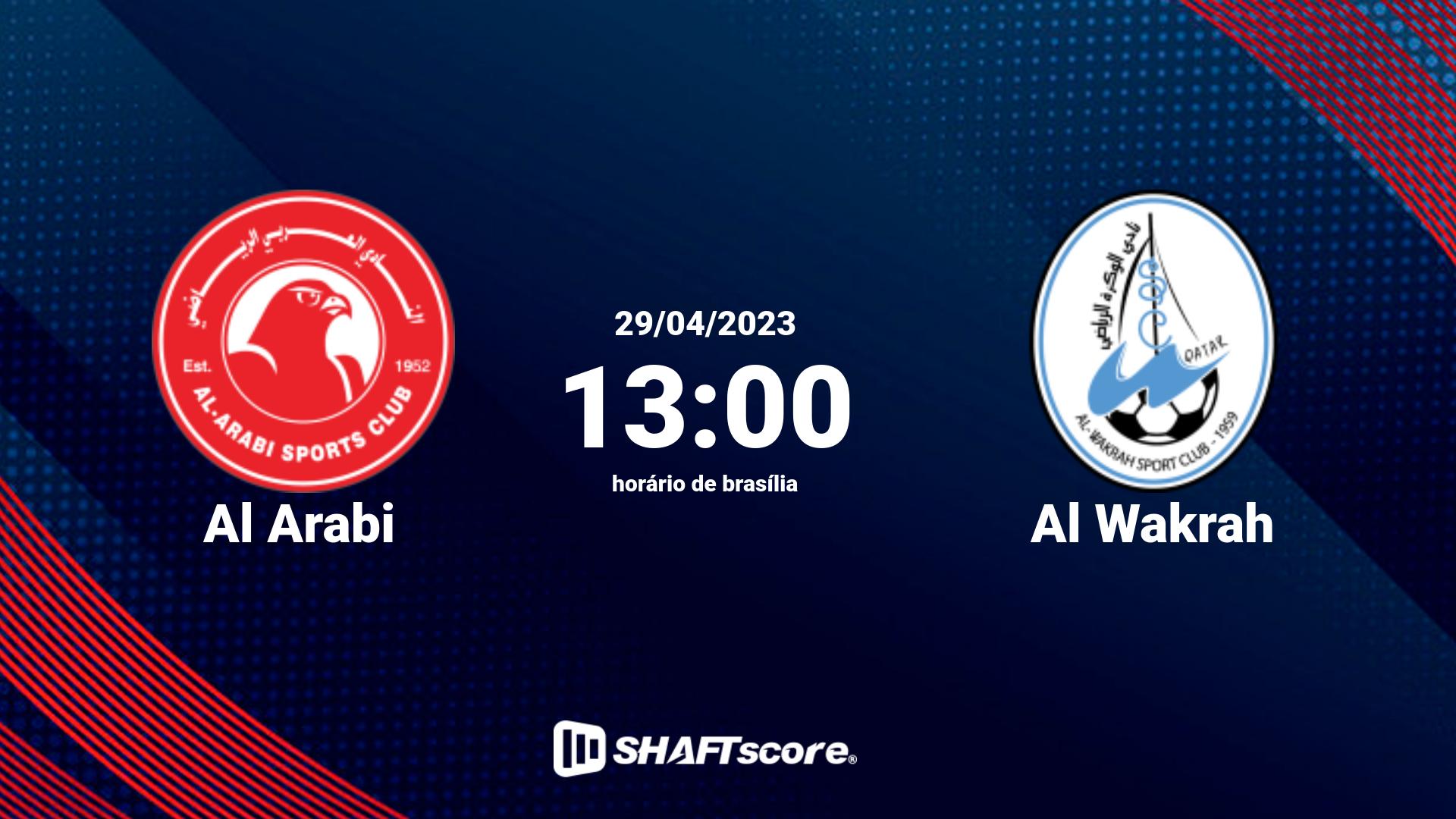 Estatísticas do jogo Al Arabi vs Al Wakrah 29.04 13:00