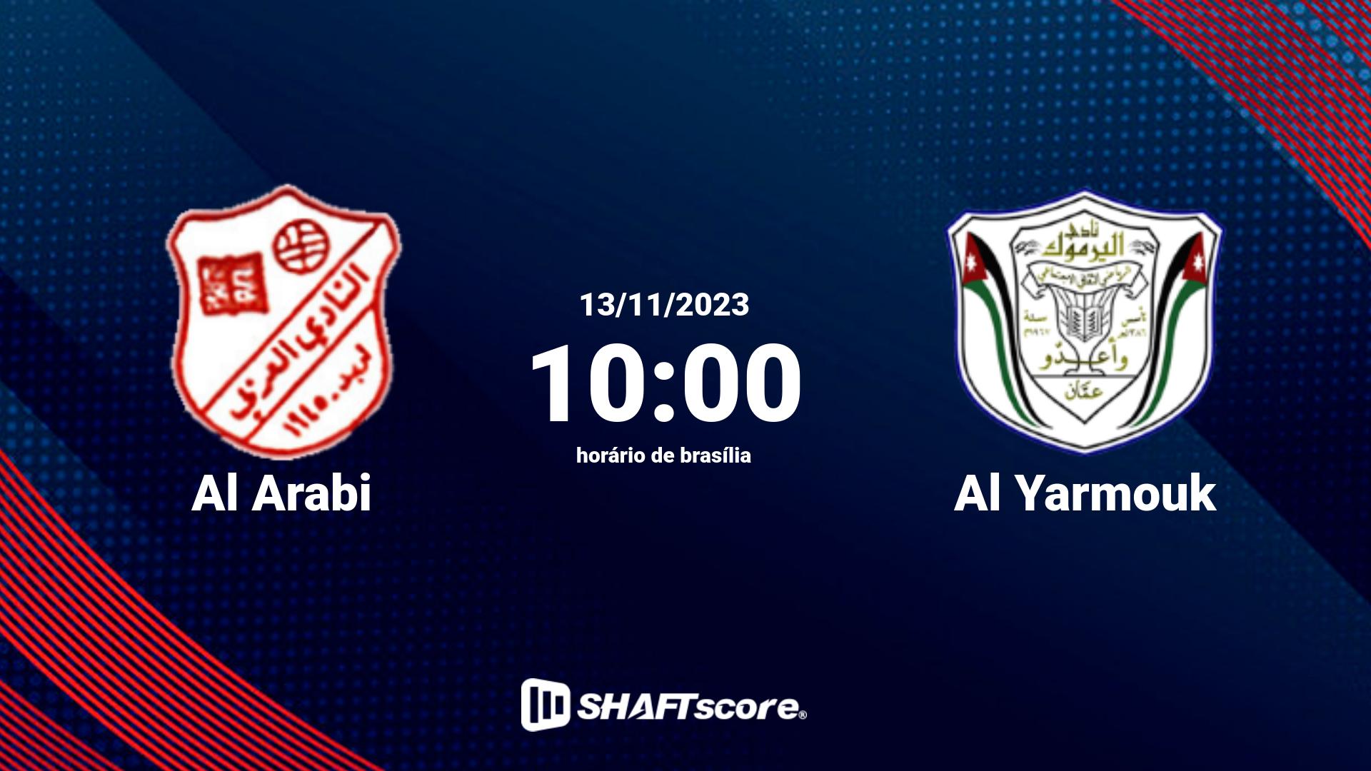 Estatísticas do jogo Al Arabi vs Al Yarmouk 13.11 10:00