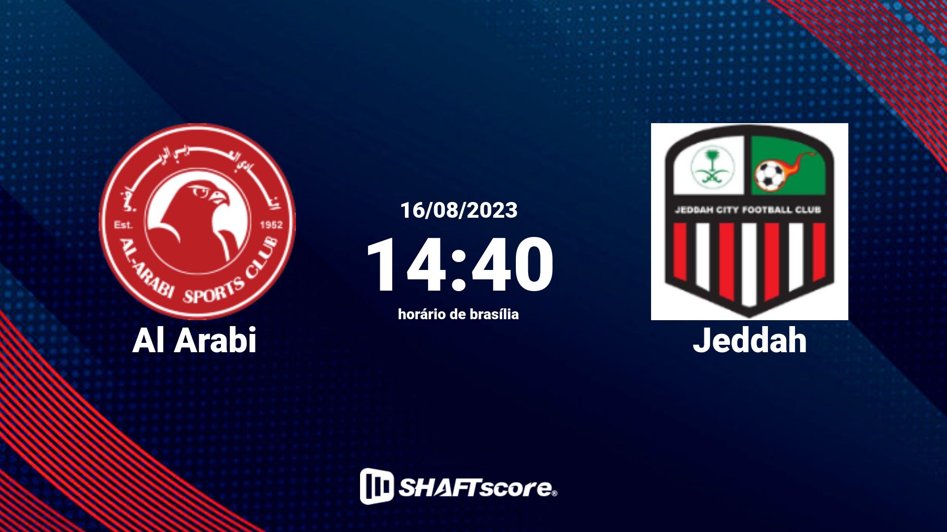 Estatísticas do jogo Al Arabi vs Jeddah 16.08 14:40