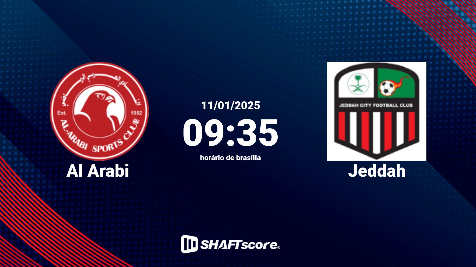 Estatísticas do jogo Al Arabi vs Jeddah 11.01 09:35