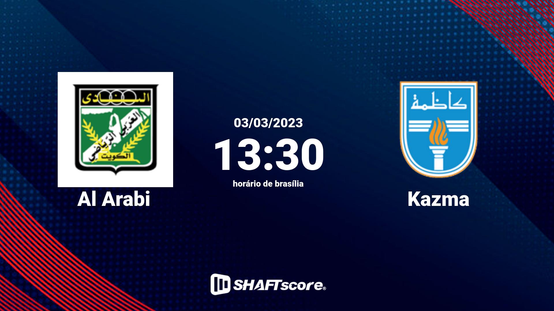 Estatísticas do jogo Al Arabi vs Kazma 03.03 13:30