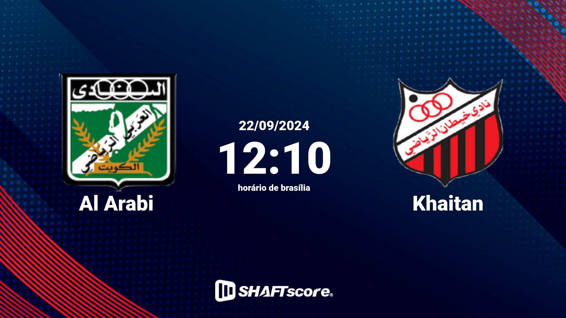 Estatísticas do jogo Al Arabi vs Khaitan 22.09 12:10