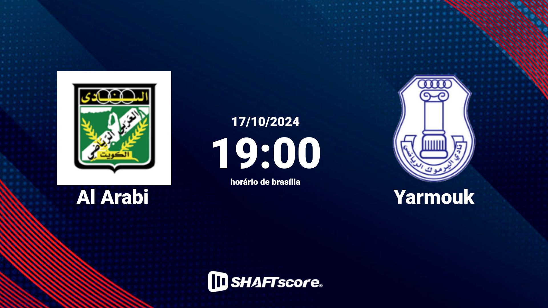 Estatísticas do jogo Al Arabi vs Yarmouk 17.10 19:00